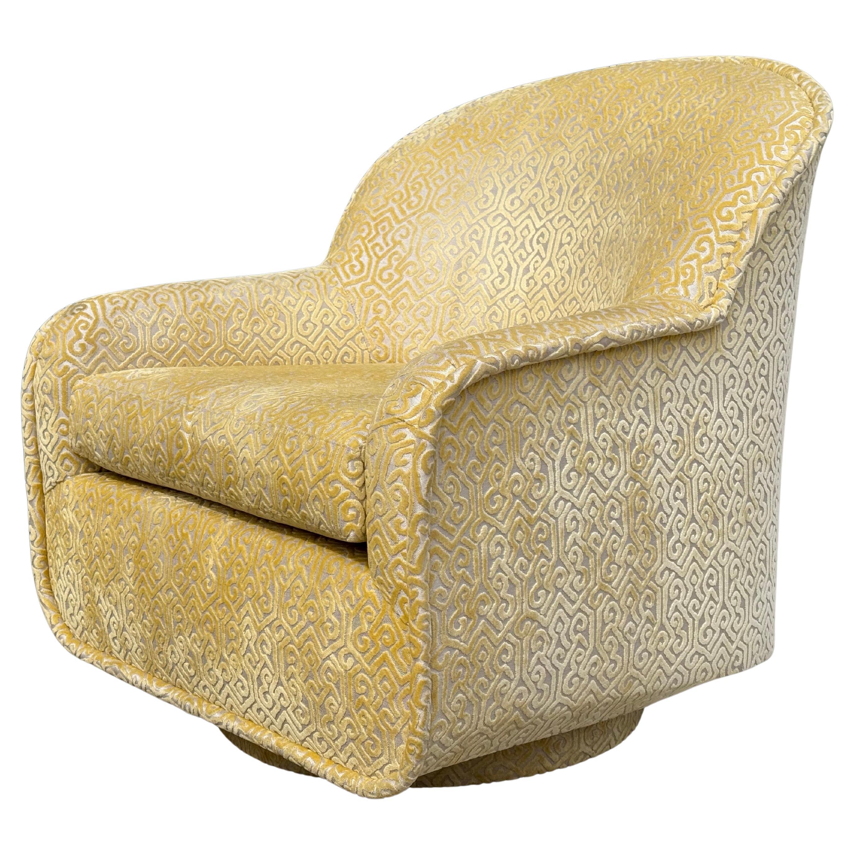 American Pair of Mid-Century Yellow Crushed Swivel Chairs - Circa 1960s