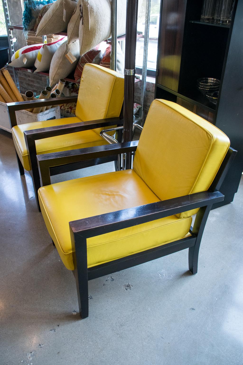 mid century armchair yellow