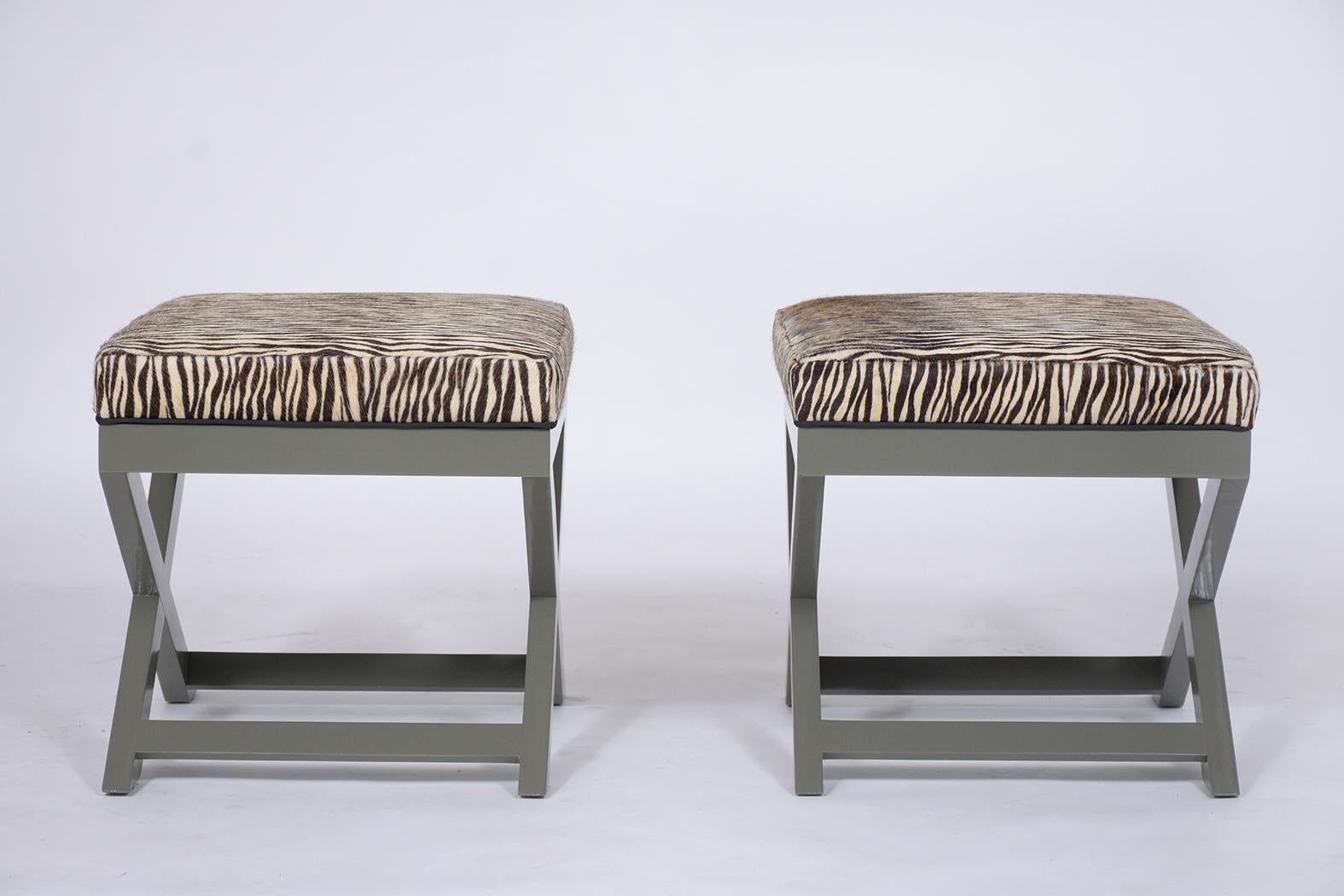 Pair of Mid-Century Modern Zebra Benches 4