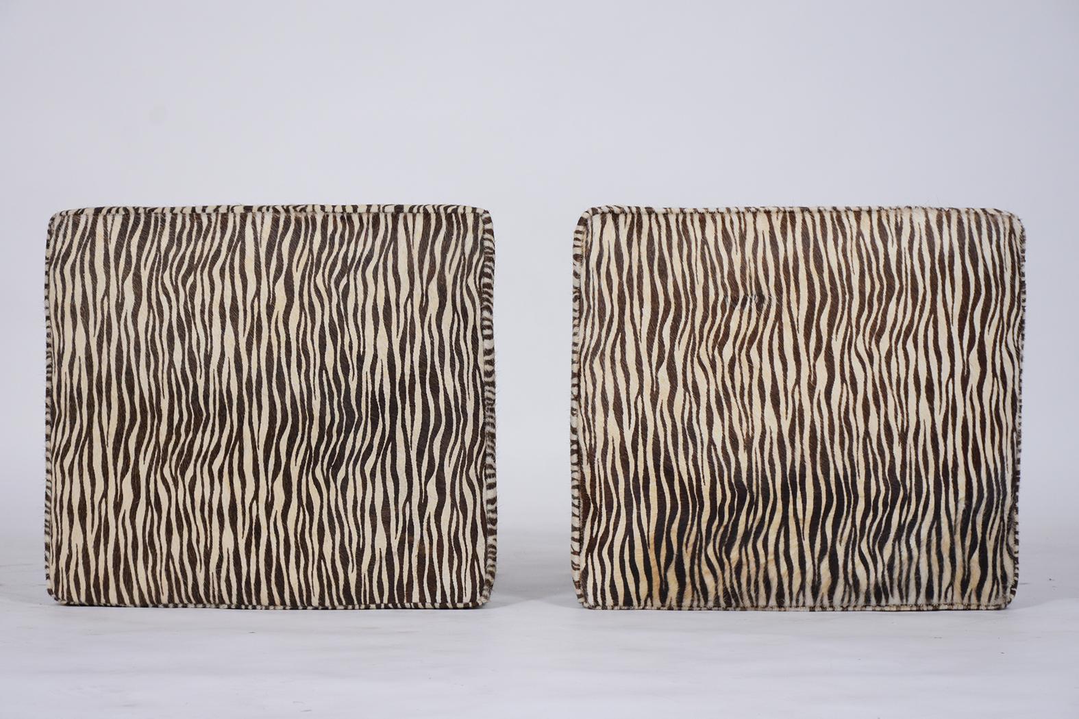 Pair of Mid-Century Modern Zebra Benches 5