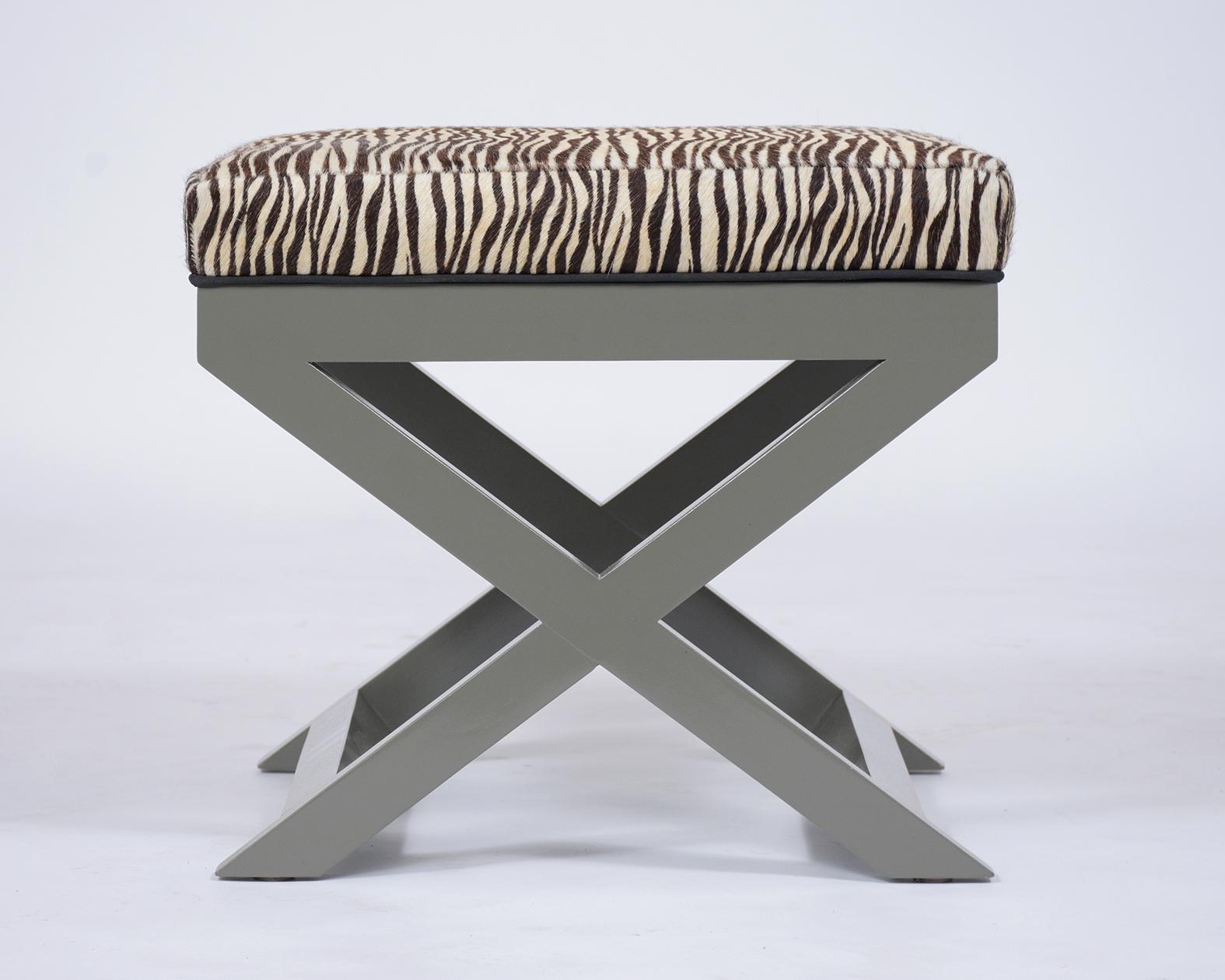Carved Pair of Mid-Century Modern Zebra Benches