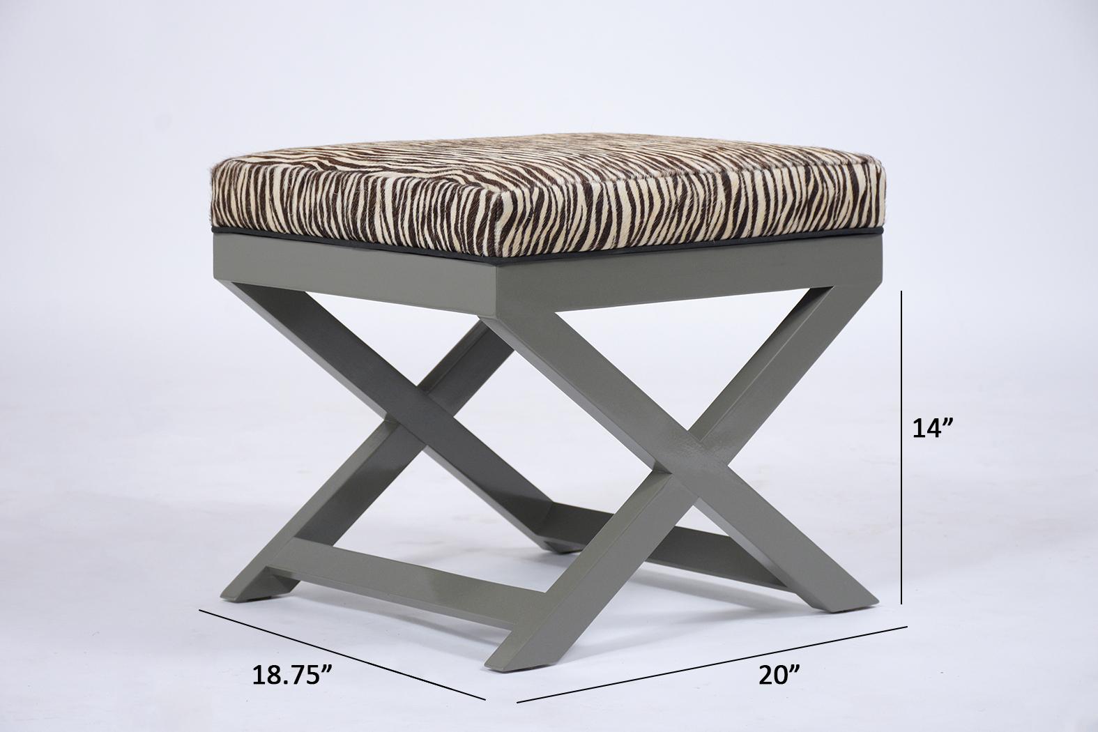 Animal Skin Pair of Mid-Century Modern Zebra Benches
