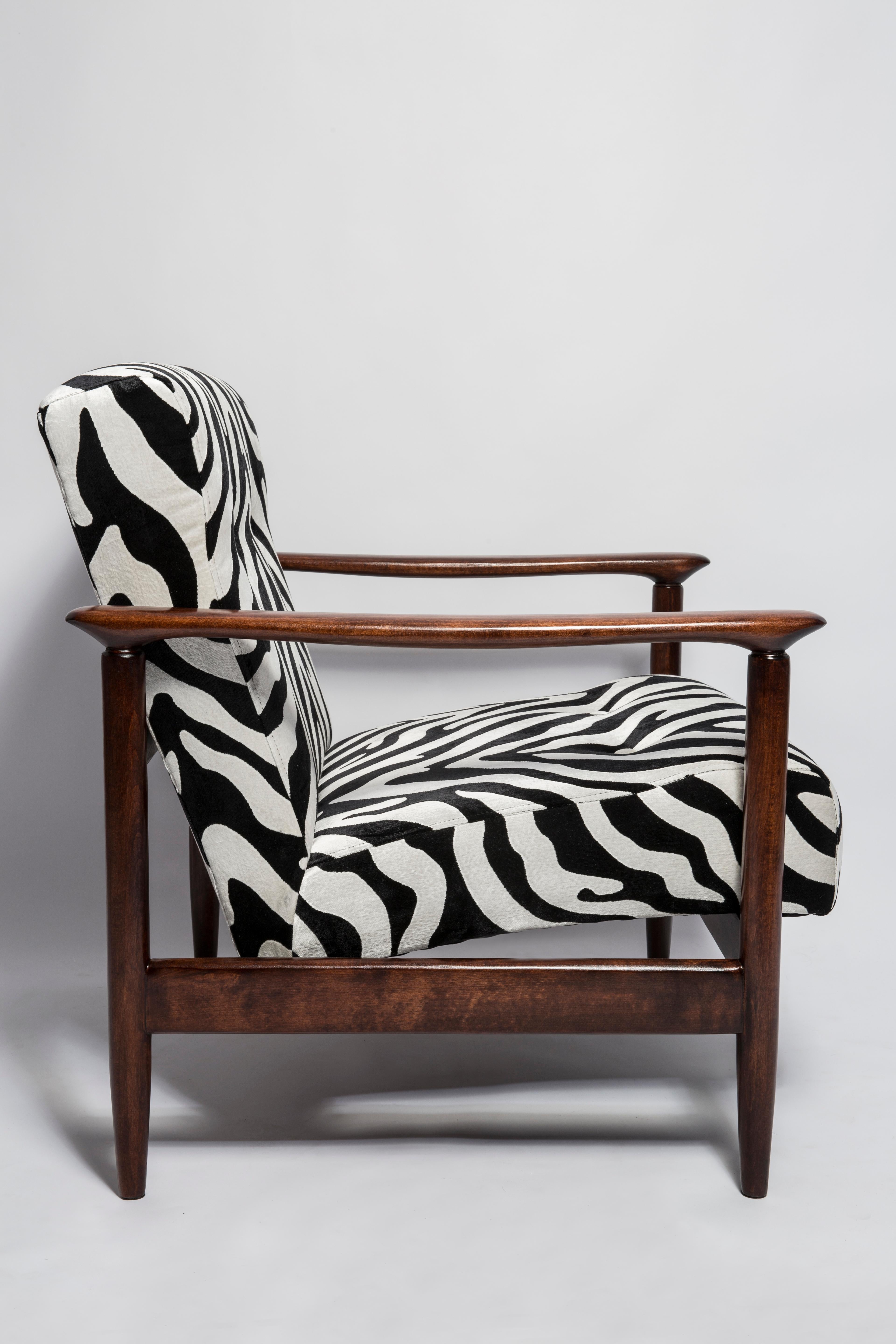 20th Century Pair of Mid-Century Zebra Velvet Armchairs, GFM 142, Edmund Homa, Europe, 1960s For Sale