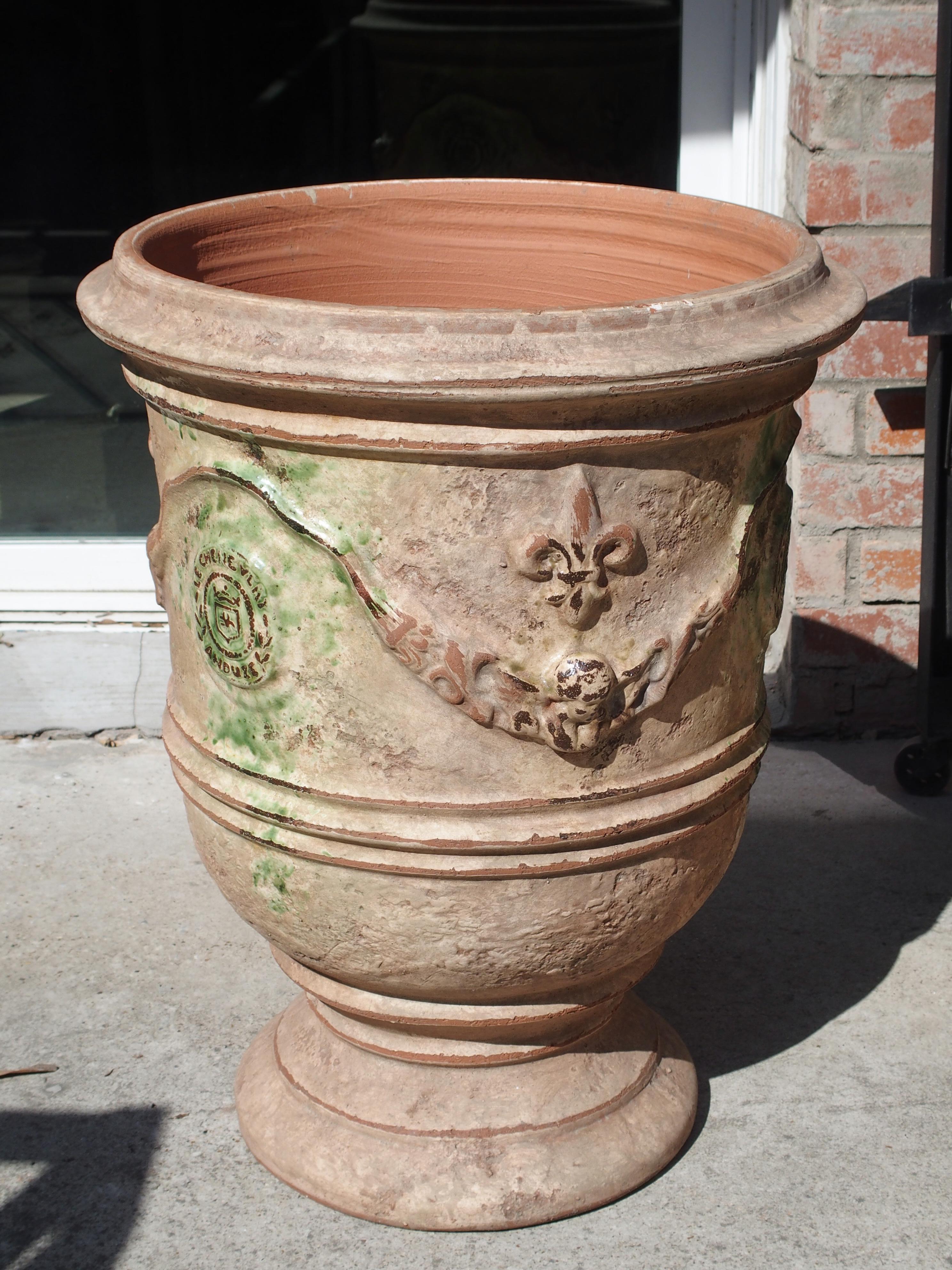 From Anduze, France, these wonderful, painted terracotta planters bring a classic South of France feel to any area, indoors or out. They have been produced since the early 1700s in varying designs and coloration and originally, were intended to hold