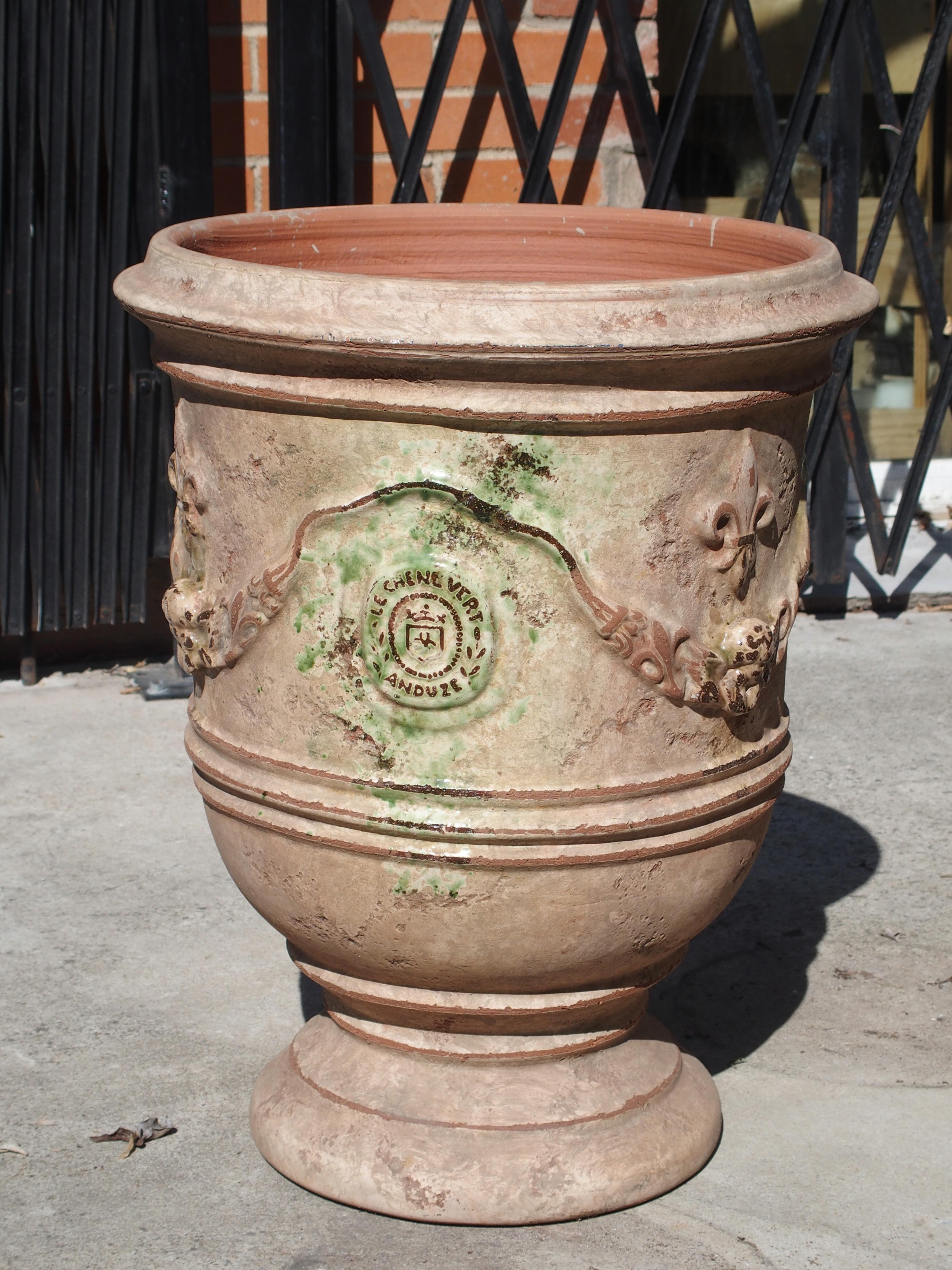 Pair of Mid Sized Distressed Terra Cotta Planters from Anduze, France 2