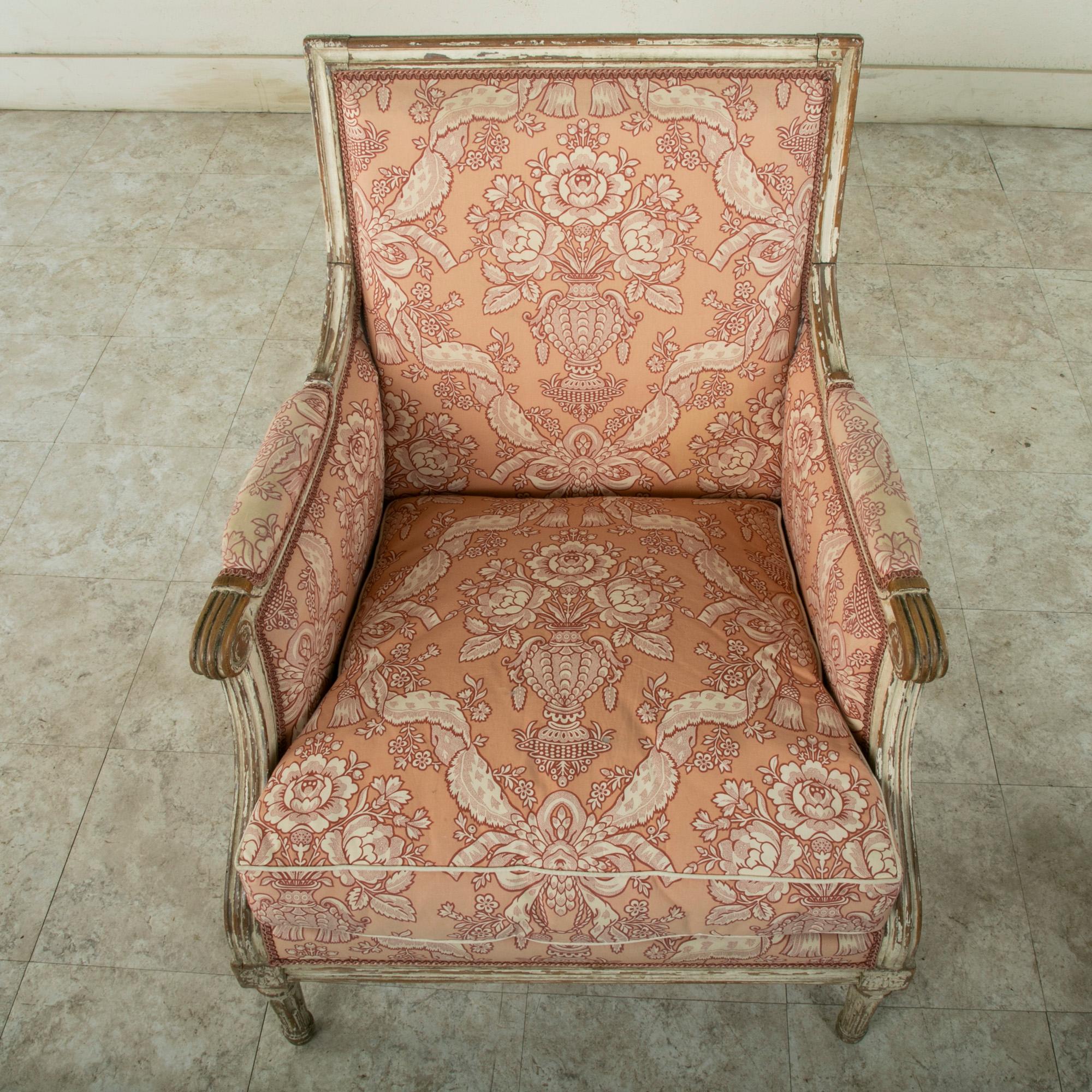 Pair of Mid-Twentieth Century French Louis XVI Style Painted Armchairs, Bergeres 2