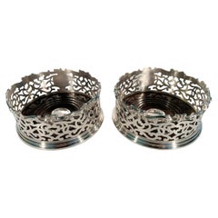 Pair of Mid-Twentieth Century Silver Plate Rococo Style Wine Coasters