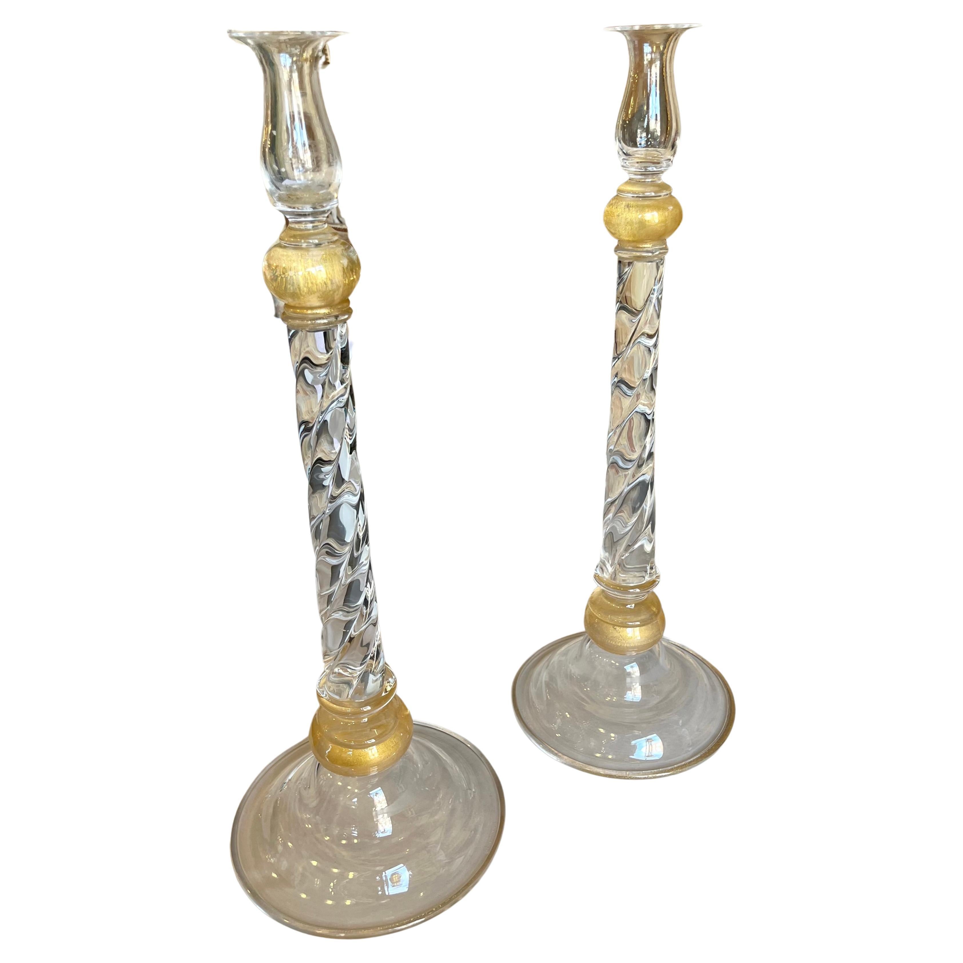 Pair of Mid Twentieth CenturyMurano Glass Candle Holders by Seguso Vetri d'Arte  For Sale