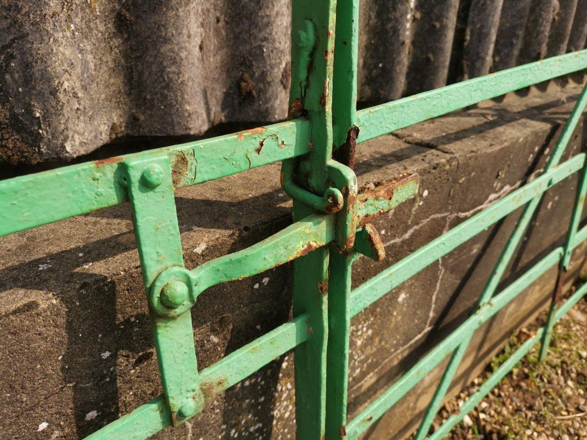 Pair of Mid Victorian Handwrought Iron Meadow Gates With Simple Scroll Details For Sale 3