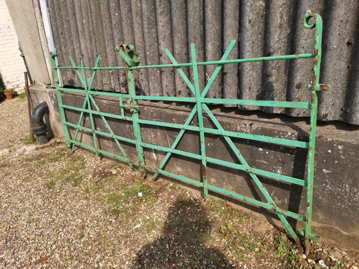 English Pair of Mid Victorian Handwrought Iron Meadow Gates With Simple Scroll Details For Sale