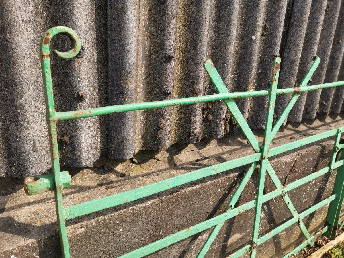 Forged Pair of Mid Victorian Handwrought Iron Meadow Gates With Simple Scroll Details For Sale