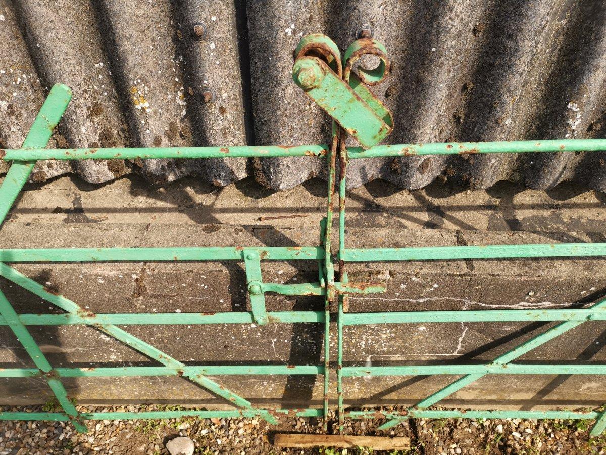 Pair of Mid Victorian Handwrought Iron Meadow Gates With Simple Scroll Details For Sale 2