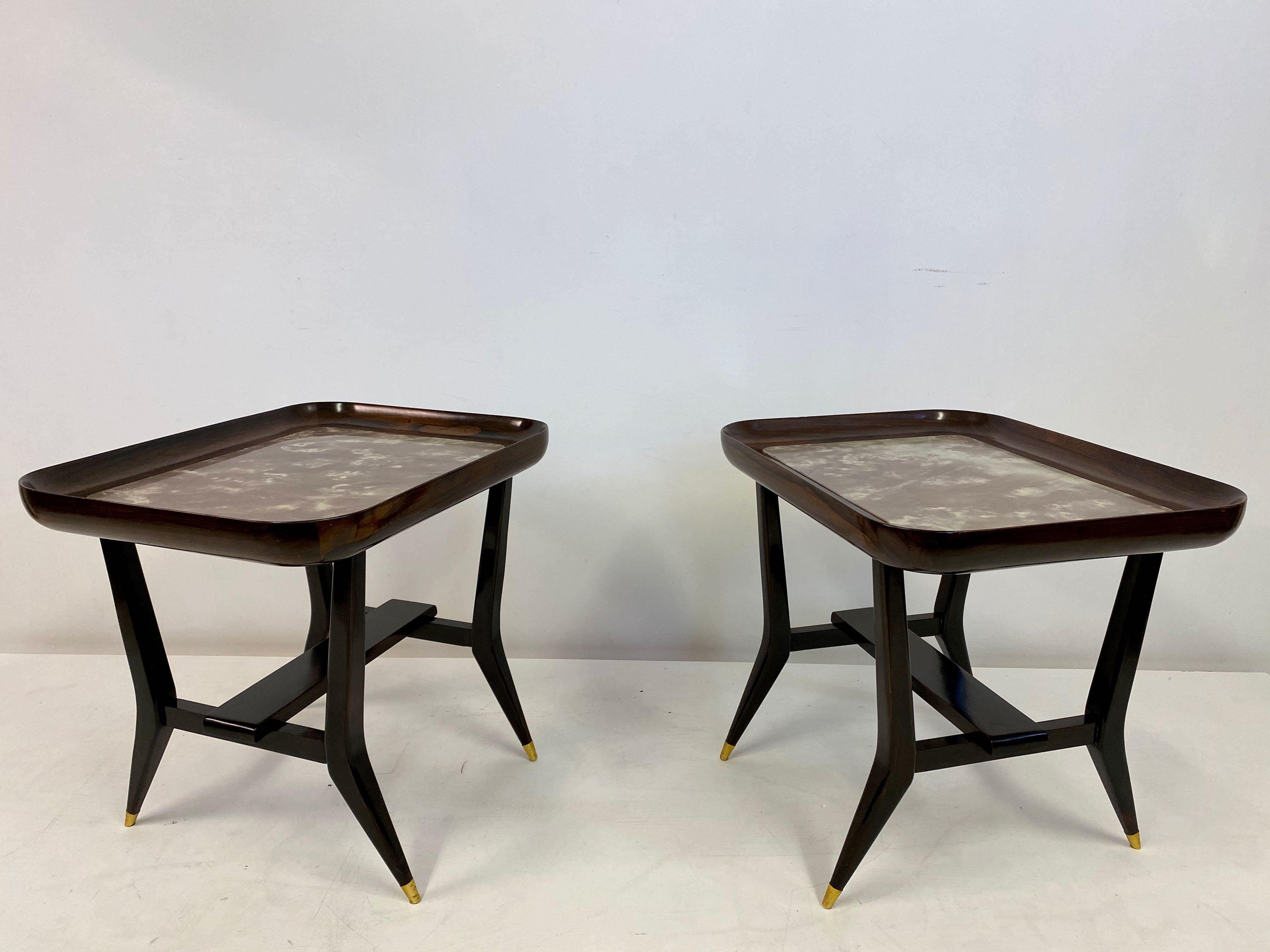 Pair of Midcentury 1960s Giuseppe Scapinelli Side Tables with Marble Tops 4