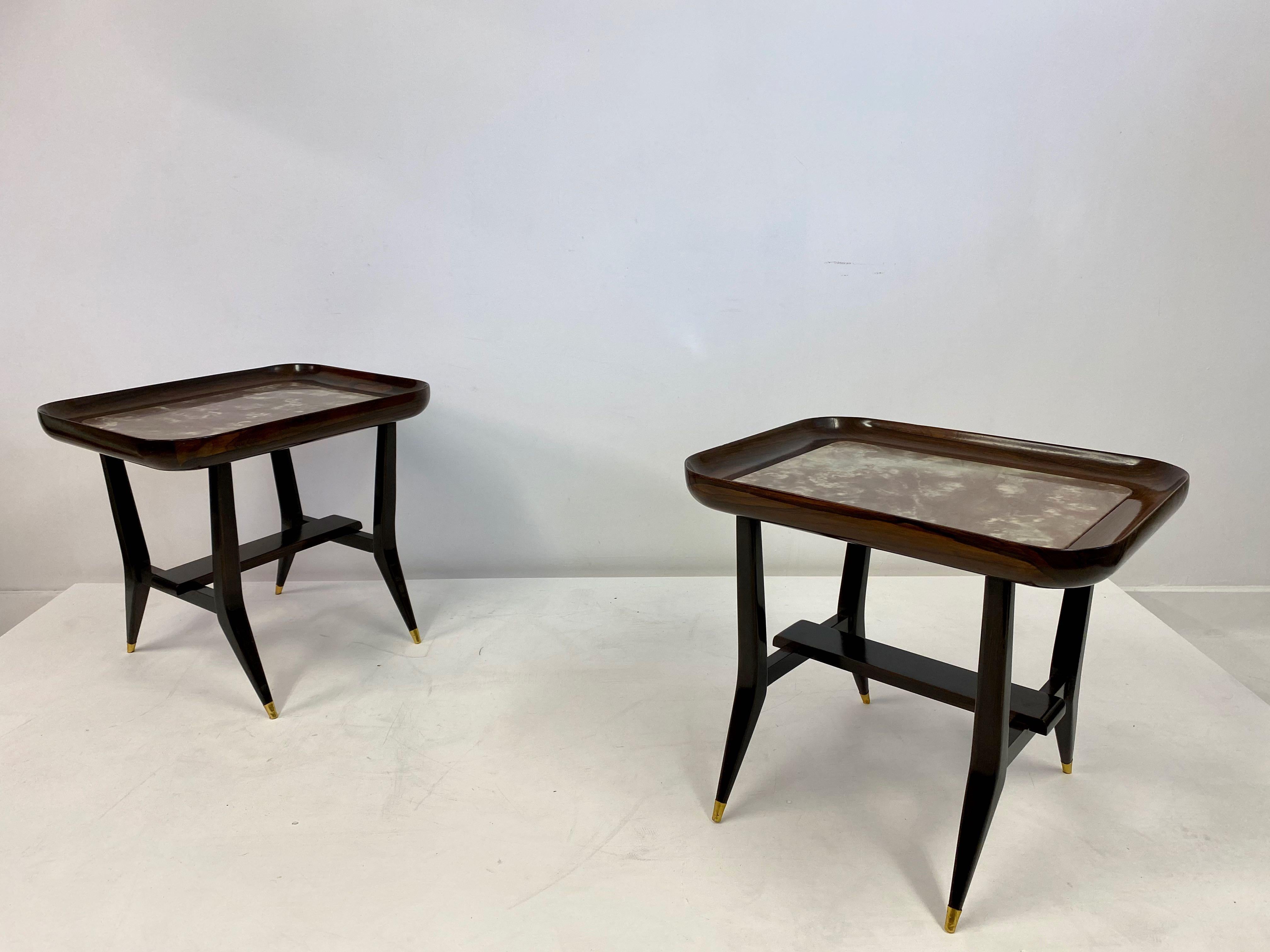 Pair of Midcentury 1960s Giuseppe Scapinelli Side Tables with Marble Tops 6