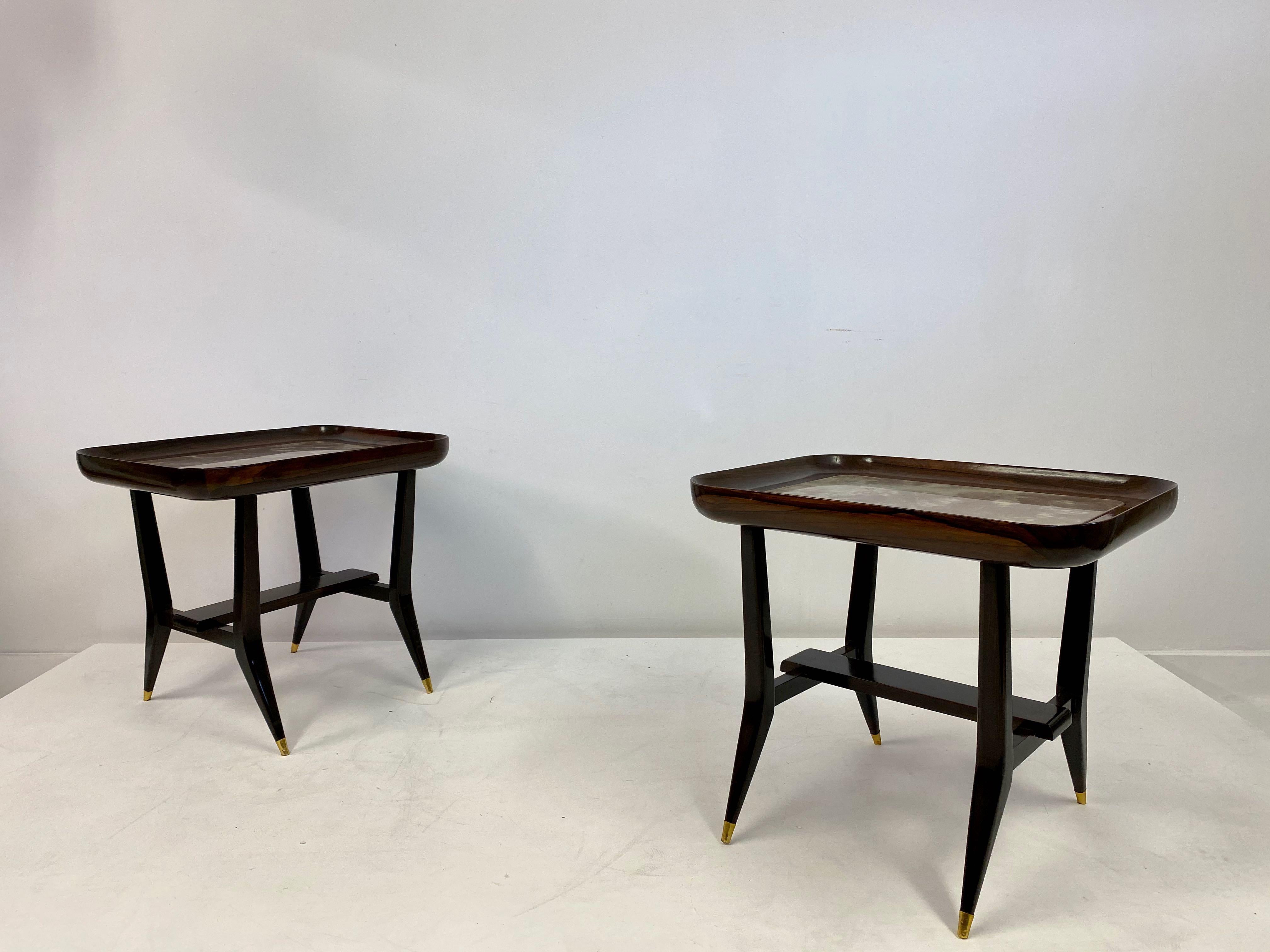 Pair of Midcentury 1960s Giuseppe Scapinelli Side Tables with Marble Tops 2
