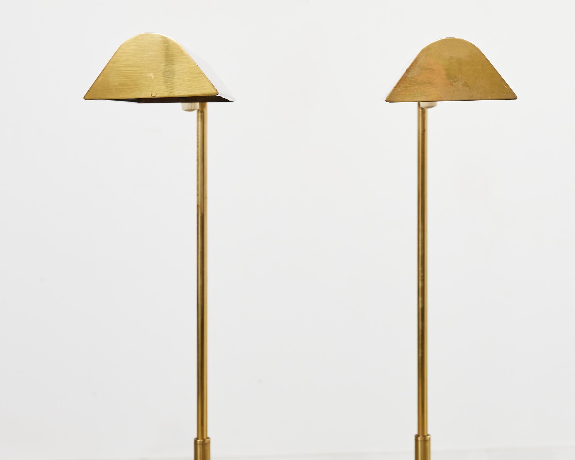American Pair of Midcentury Adjustable Pharmacy Brass Floor Lamps by Casella For Sale