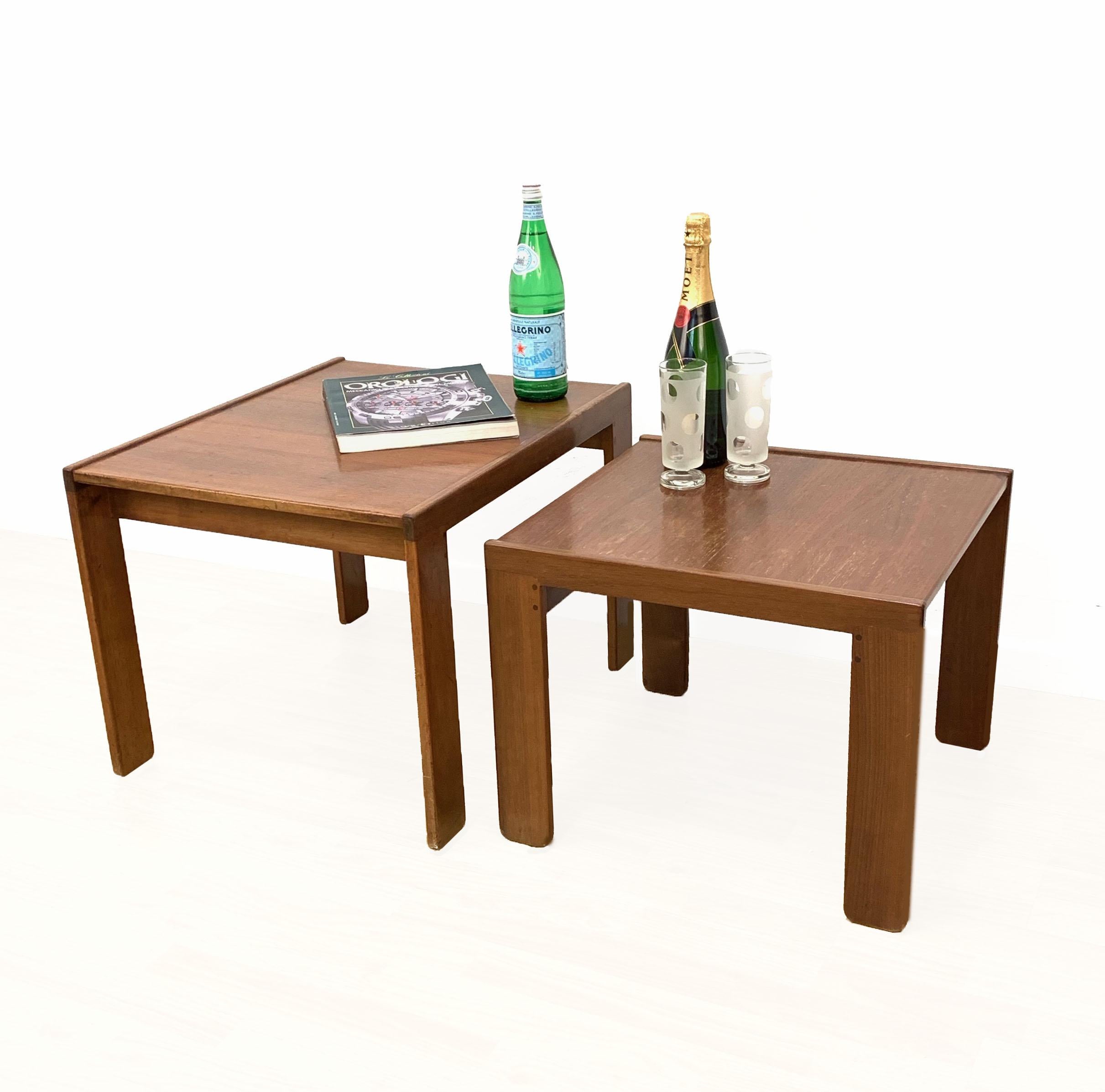 Pair of Midcentury Afra & Tobia Scarpa Italian Nesting Tables, Cassina, 1960s 13