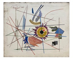 Paire de peintures abstraites américaines du milieu du siècle par Henry Grub