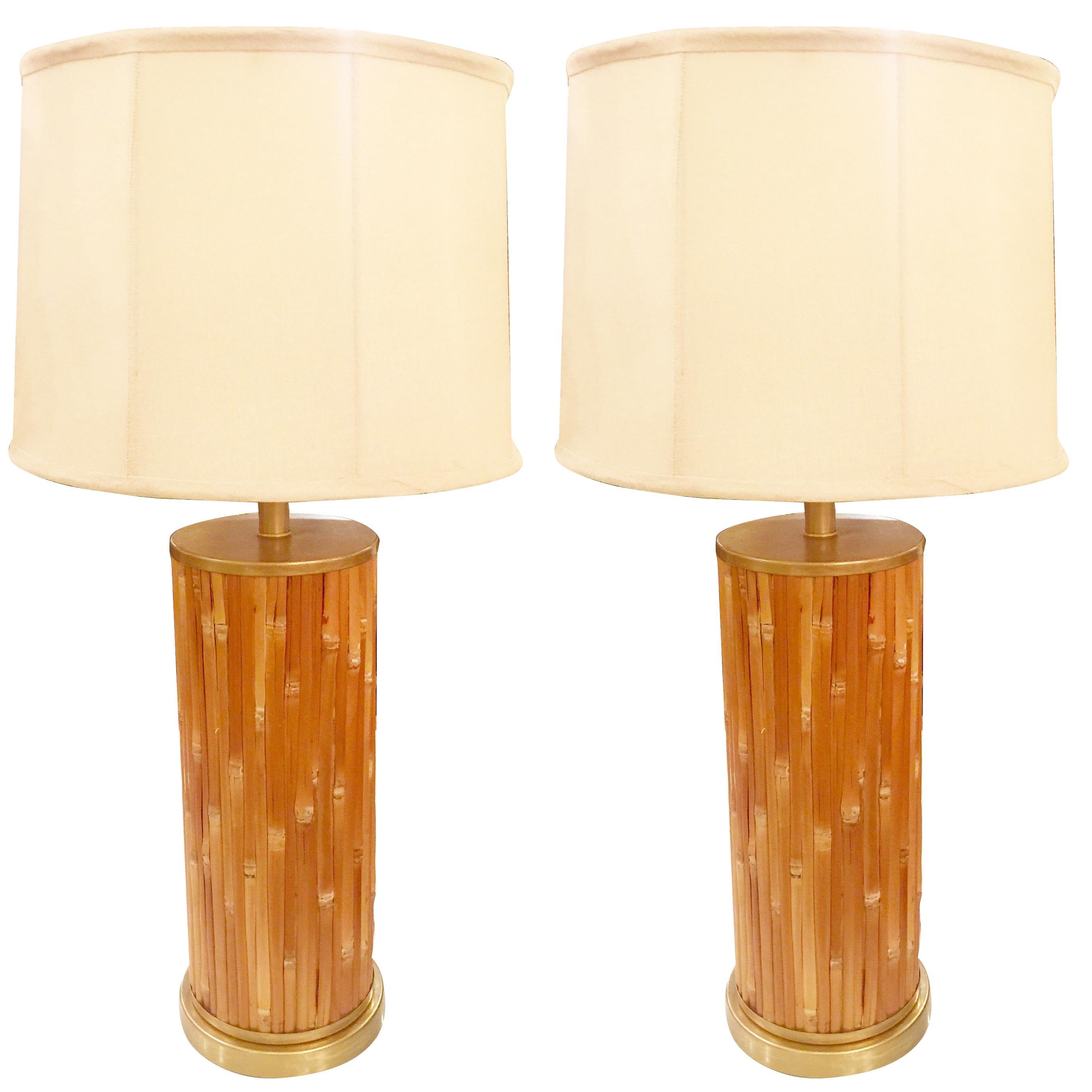 Pair of Midcentury American Bamboo Lamps