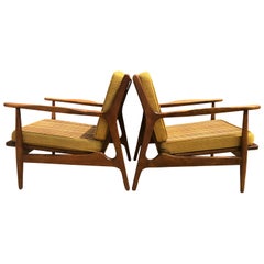 Paire de chaises longues américaines du milieu du siècle Russel Wright en érable Conant Ball