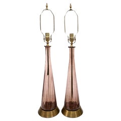 Pair of Midcentury Amethyst Glass Lamps