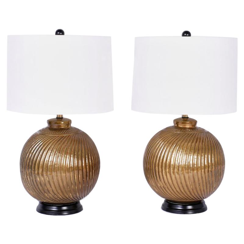 Pair of Midcentury Anglo-Indian Table Lamps For Sale