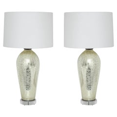 Pair of Midcentury Antiqued Mirrored Lamps