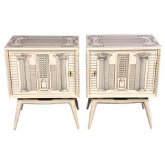 Pair of Midcentury Architectural End Tables in the Manner of Fornasetti