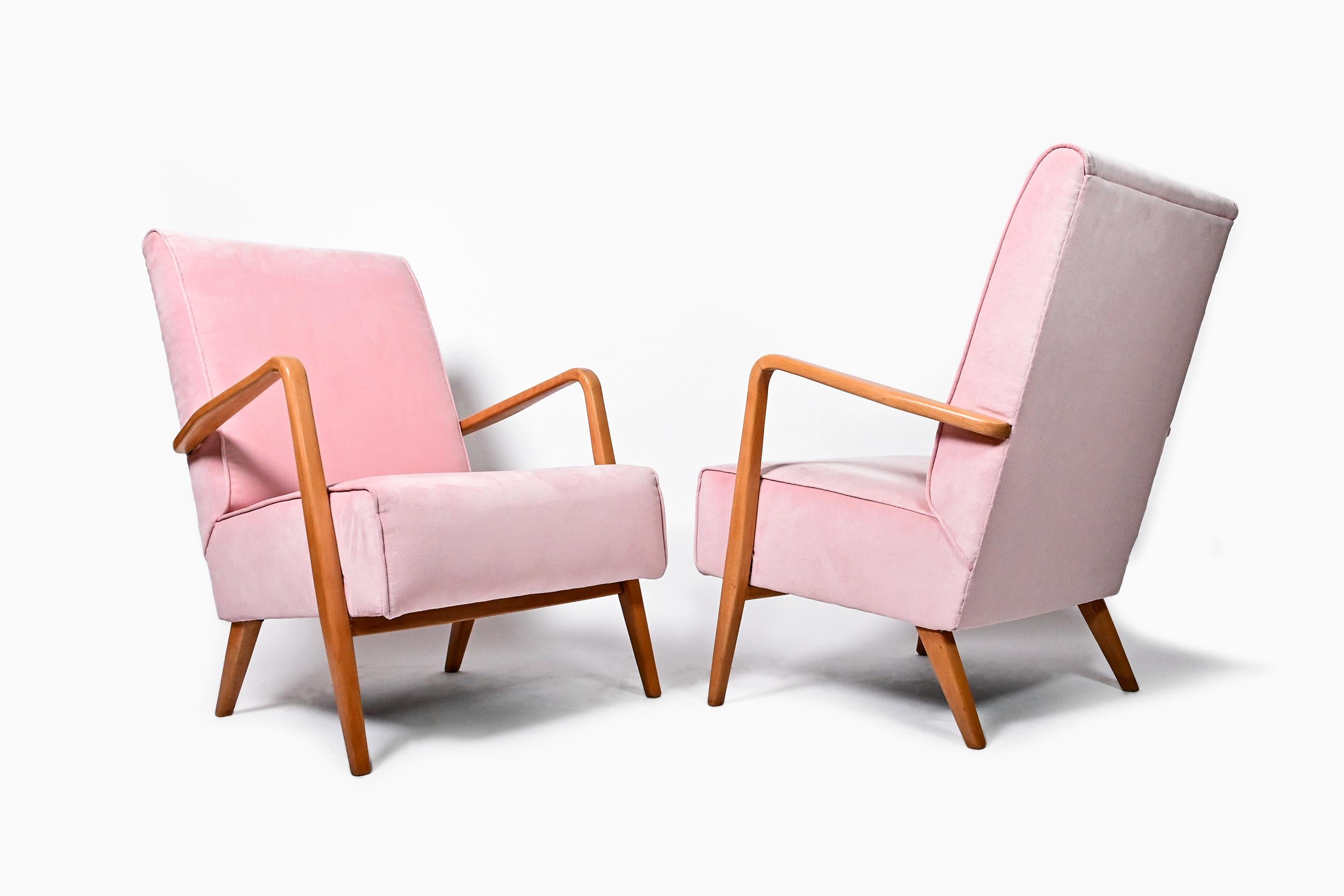 pink mid century chair