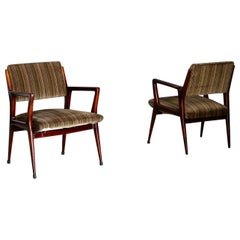 Vintage Italian armchair pair Attributed to Gio Ponti in Original Velvet