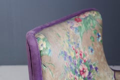 Pair of Midcentury Armchairs Attributed to Rito Valla Fabric Fede Cheti Purple