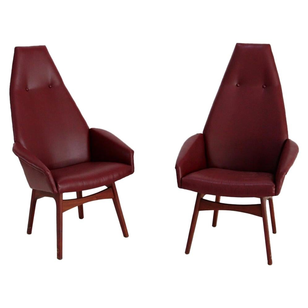 Pair of Midcentury Armchairs by Adrian Pearsall Model Capitan in Skin, 1950s For Sale