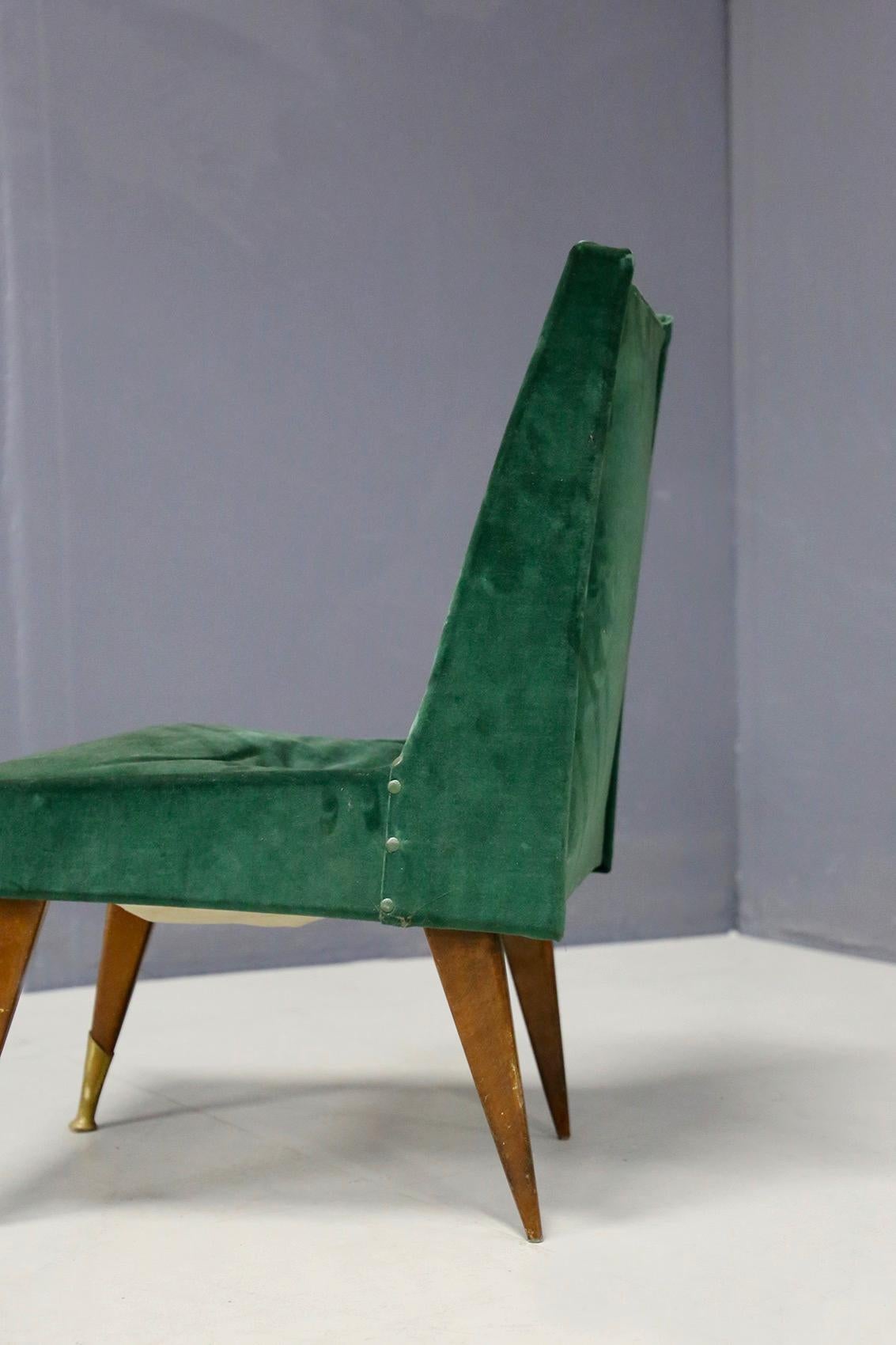 Mid-Century Modern Pair of Midcentury Armchairs by Carlo Pagani in Original Fabric and Wood, 1950s