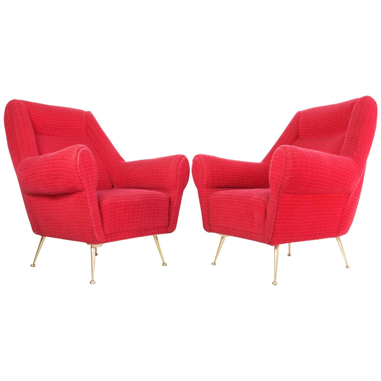 Mid-Century Modern Pair of Midcentury Armchairs by Gigi Radice for Minotti, Italy For Sale