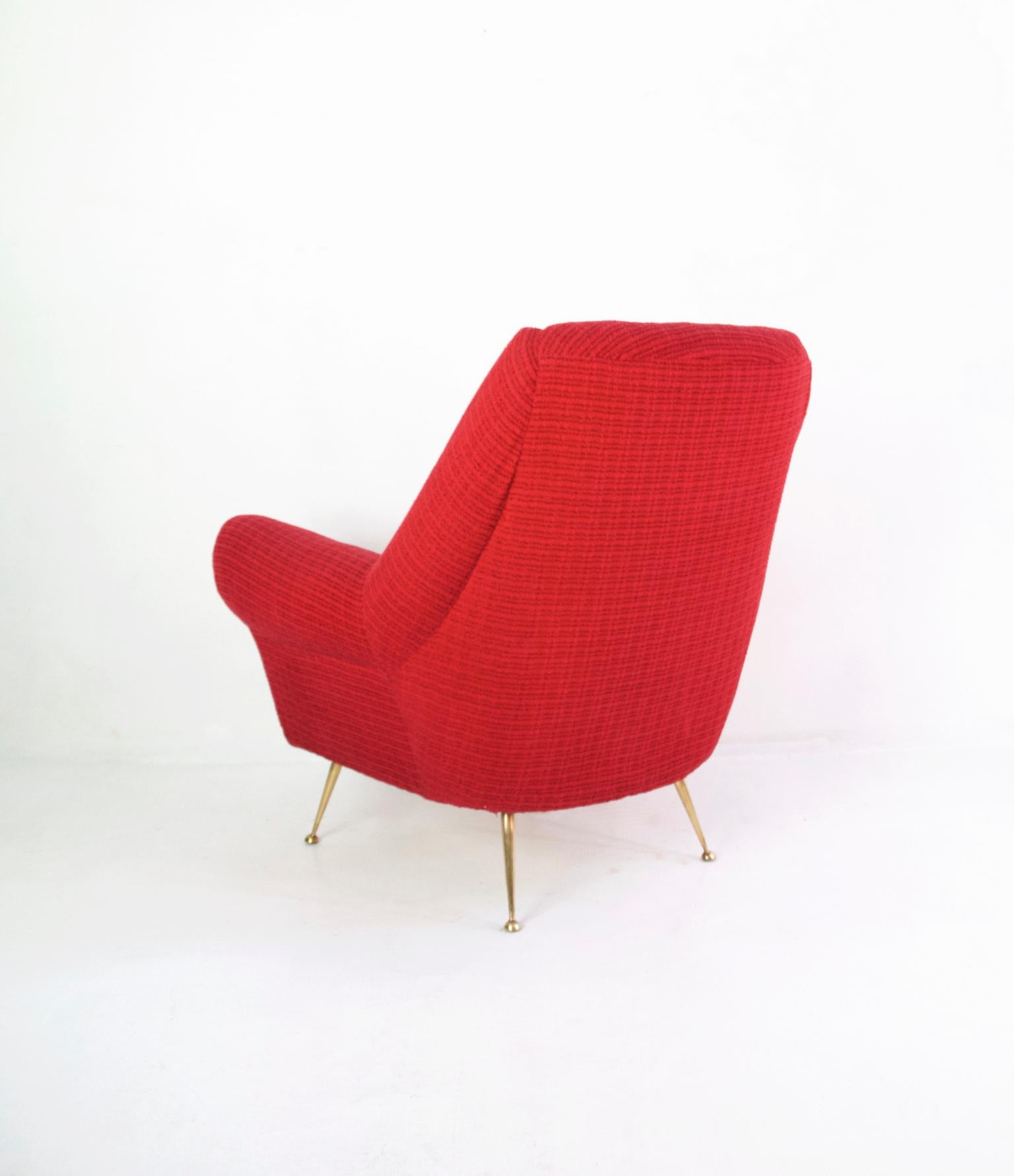 Laiton Paire de fauteuils du milieu du siècle dernier par Gigi Radice pour Minotti, Italie en vente