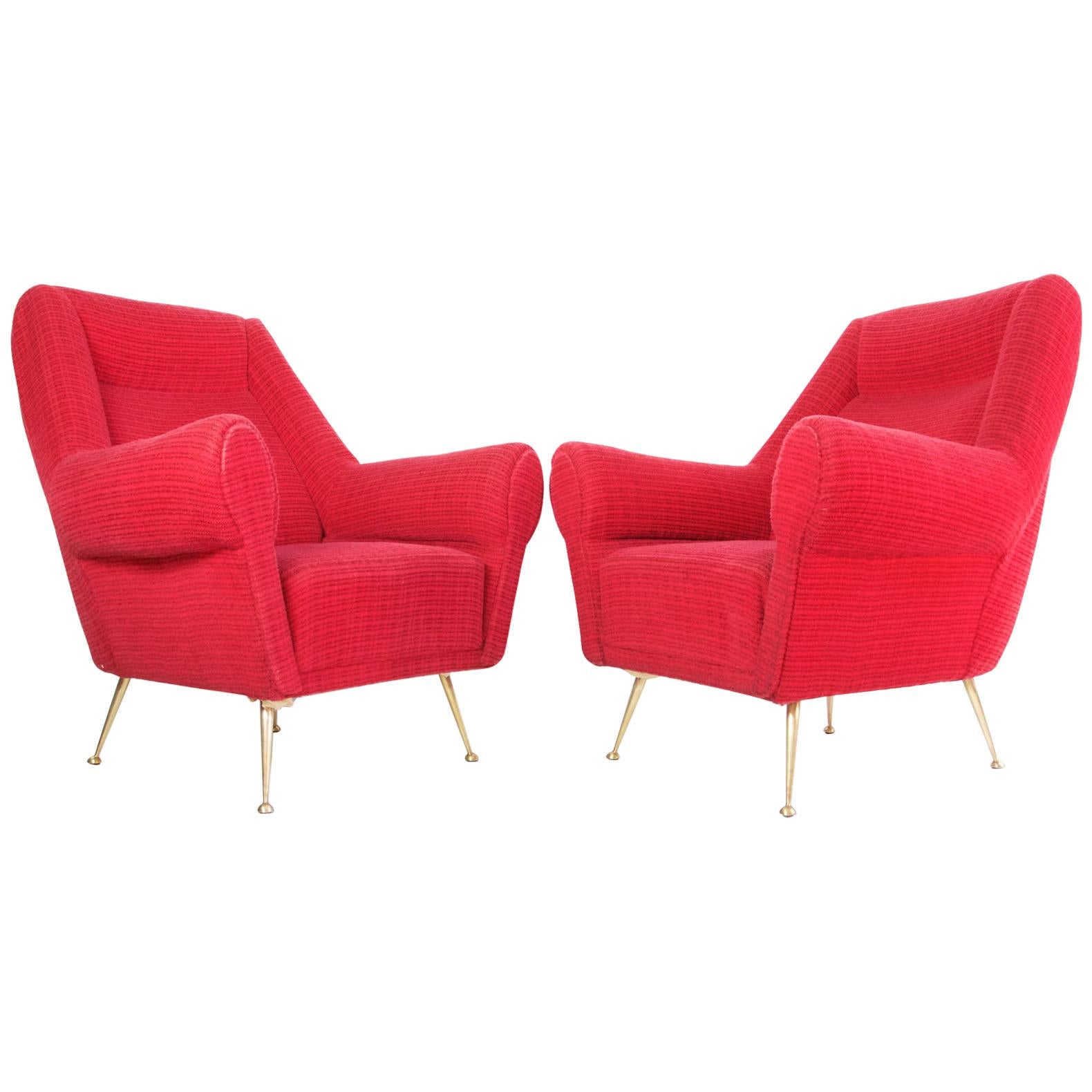 Pair of Midcentury Armchairs by Gigi Radice for Minotti, Italy