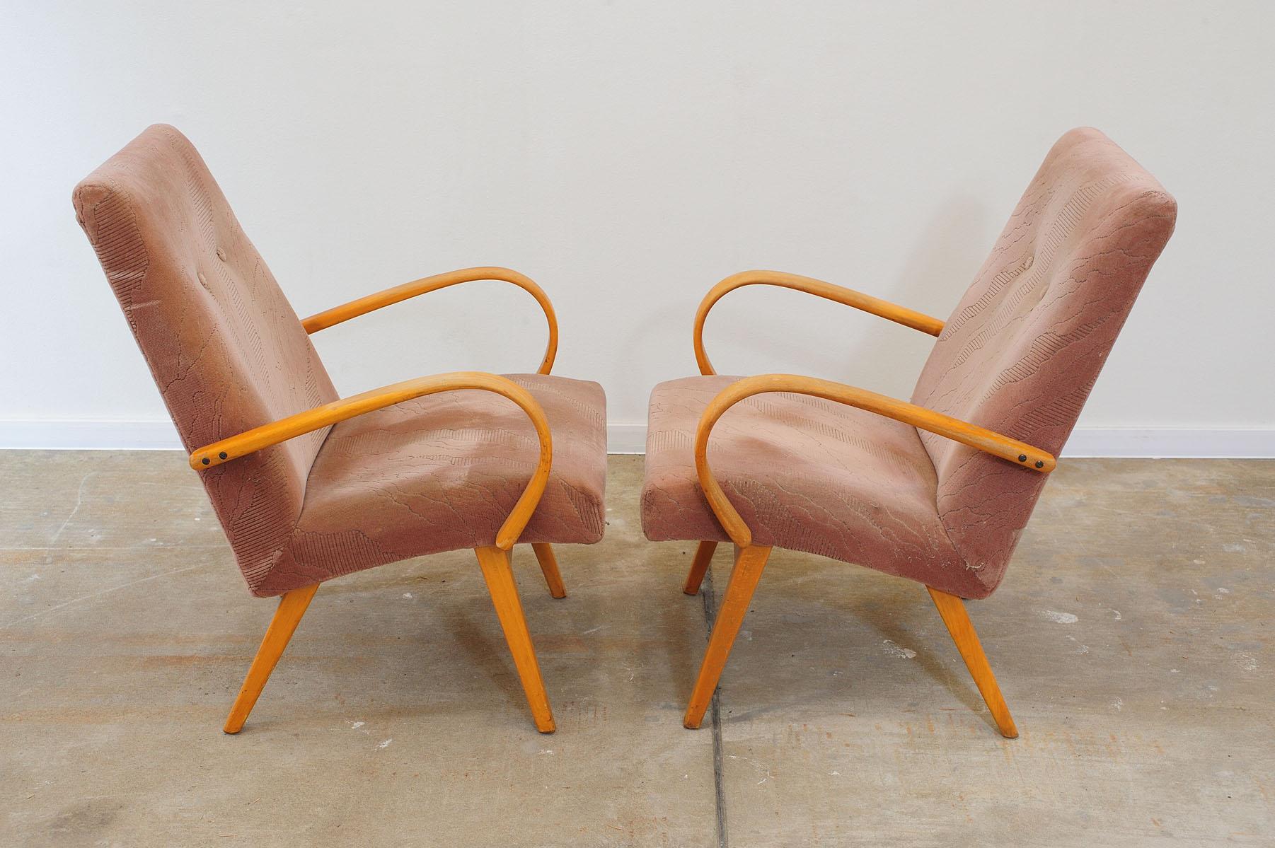 Czech  Pair of midcentury armchairs by Jaroslav Šmídek, 1960´s For Sale