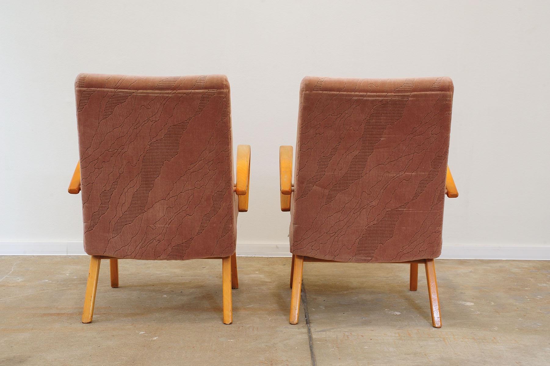Fabric  Pair of midcentury armchairs by Jaroslav Šmídek, 1960´s For Sale