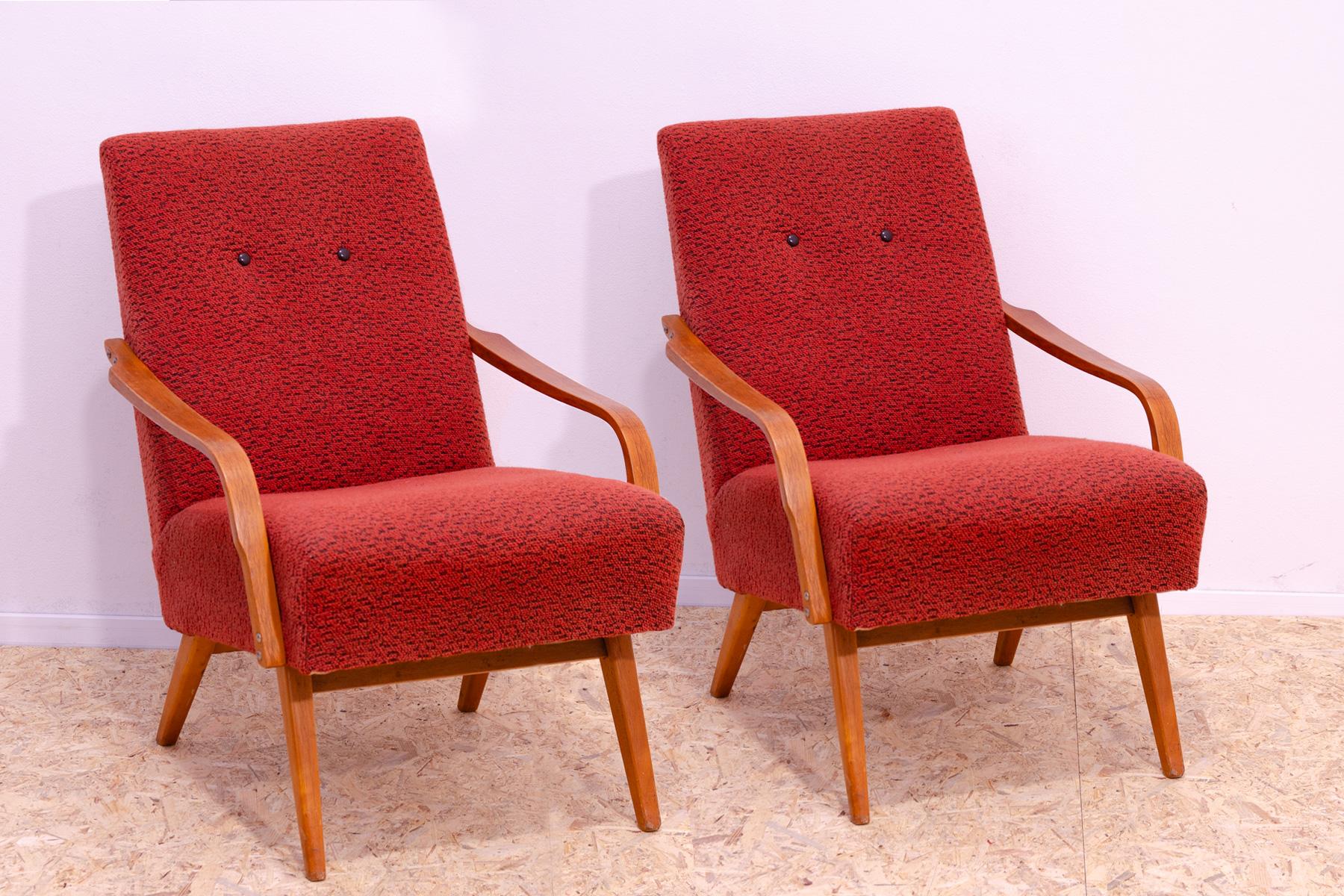 These bentwood armchairs were designed by Jaroslav Šmídek and made by Český nábytek company in the former Czechoslovakia in the 1960´s.

The chairs are stable and comfortable. These are in good Vintage condition, shows slight signs of age and