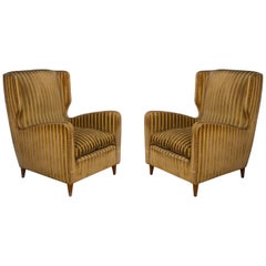 Pair of Midcentury Armchairs by Melchiorre Bega for Grand Hotel Milano, 1950s