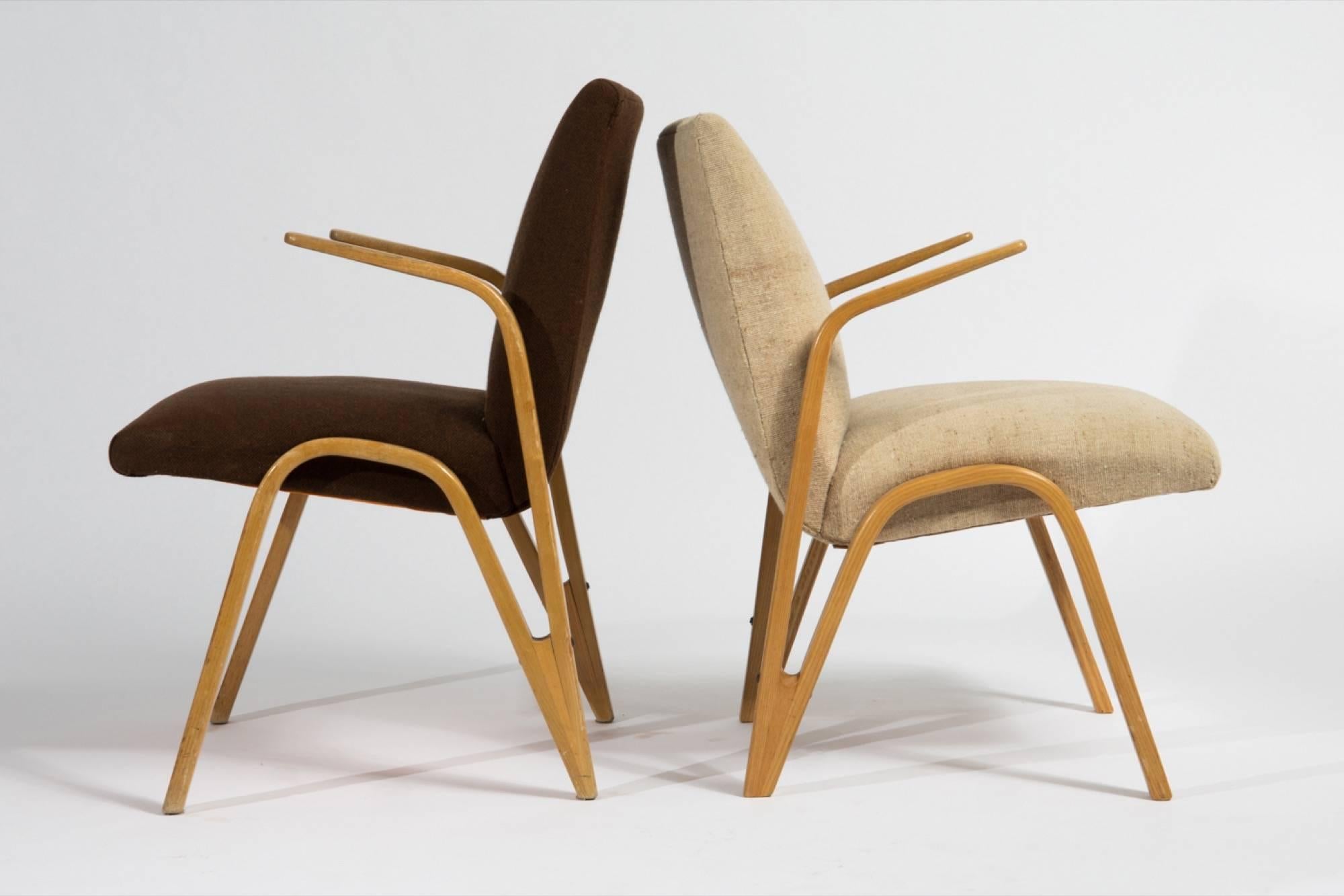 Molded Pair of Midcentury Armchairs by Paul Bode for Deutsche Federholzgesellschaft For Sale