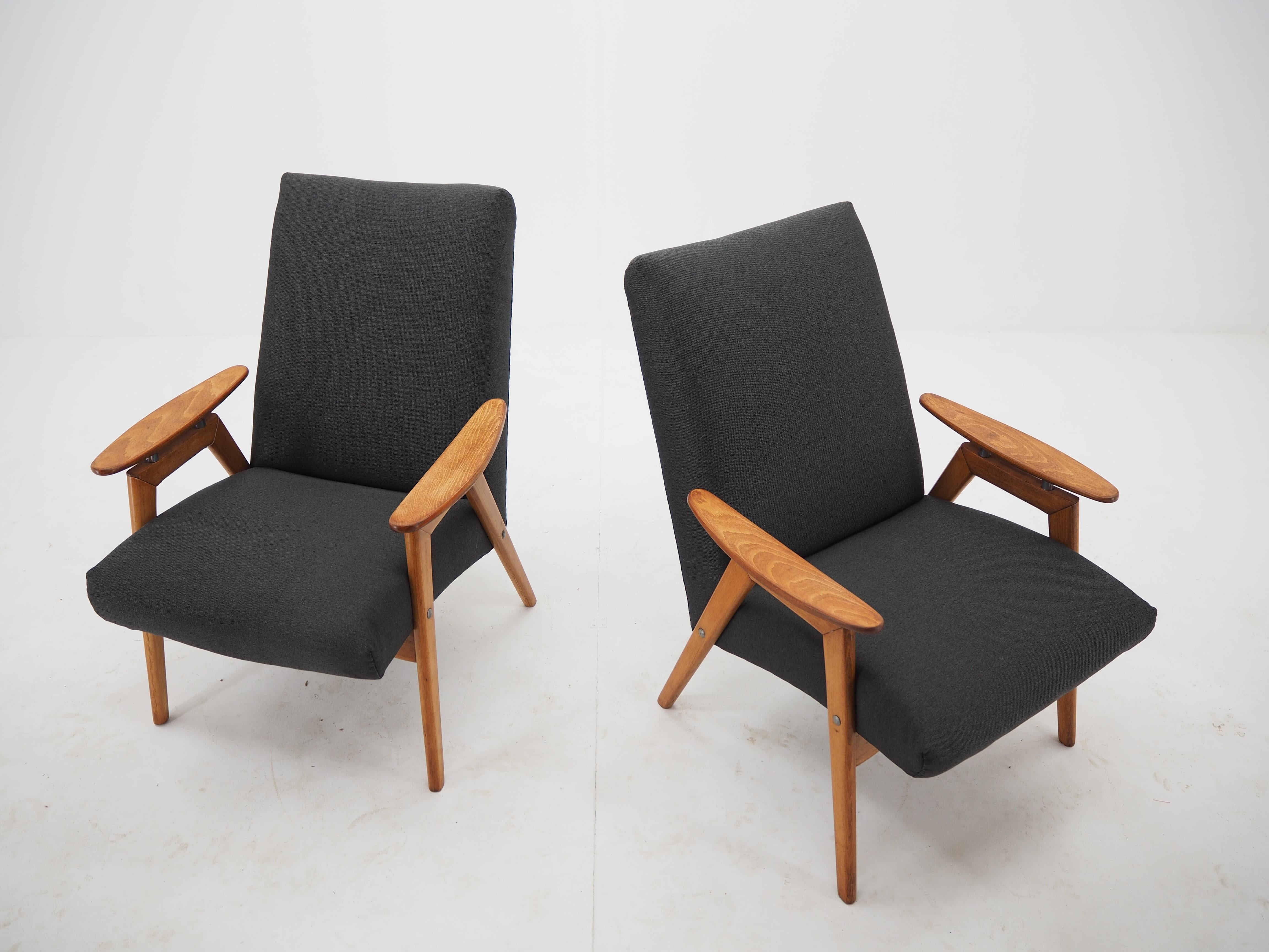 Pair of Midcentury Armchairs, Czechoslovakia, 1960s 5