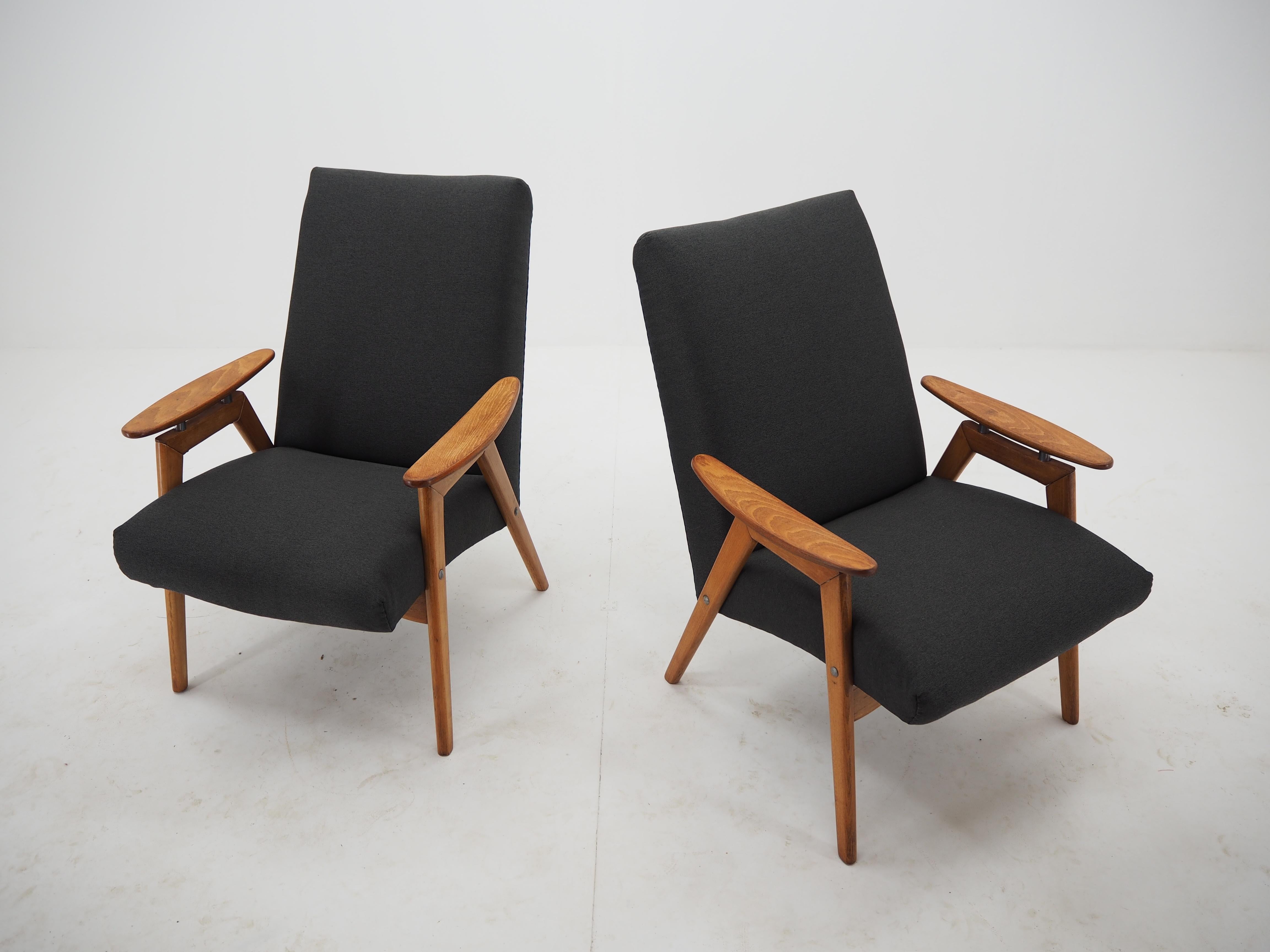 Pair of Midcentury Armchairs, Czechoslovakia, 1960s 9