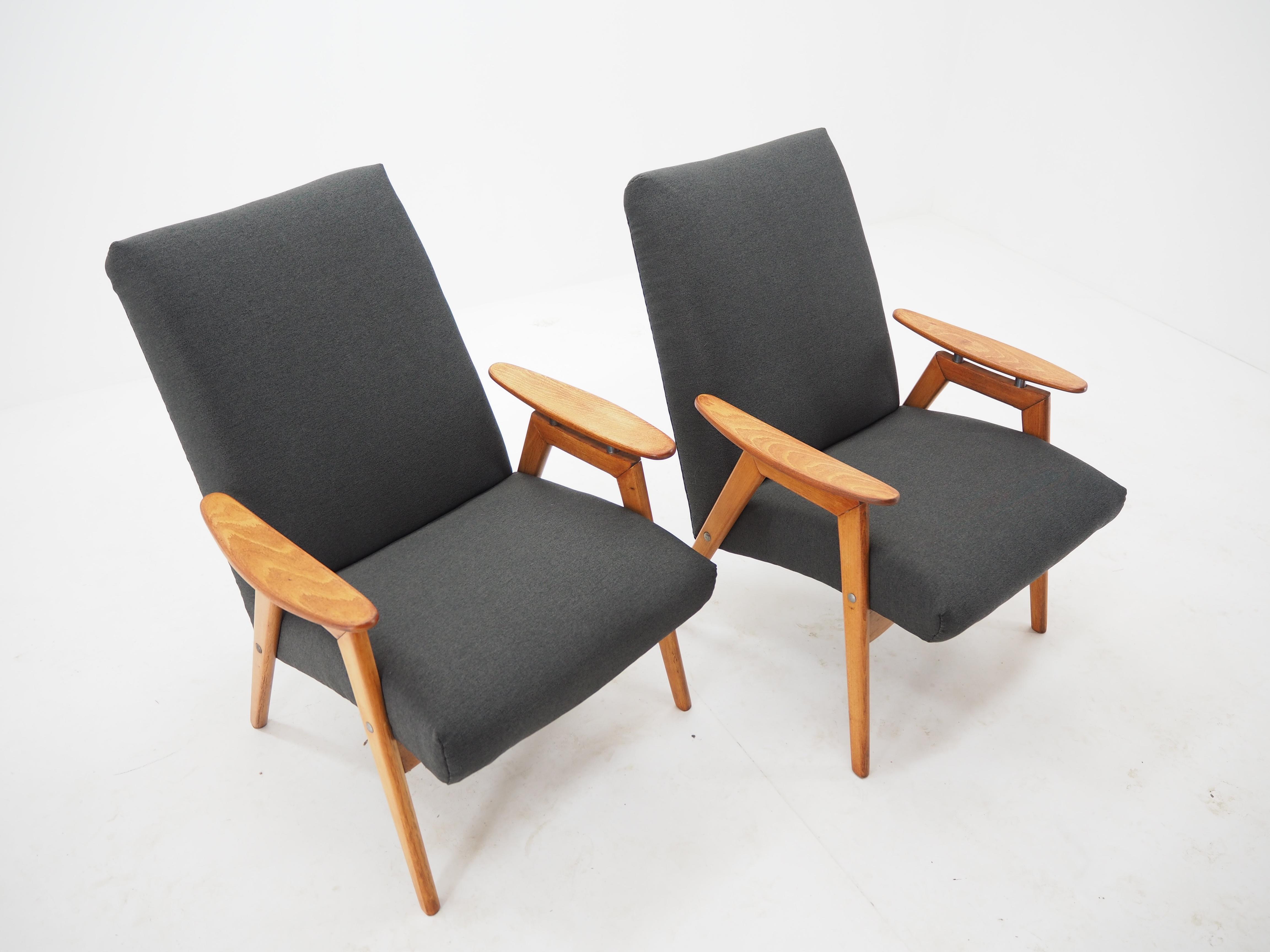 Mid-20th Century Pair of Midcentury Armchairs, Czechoslovakia, 1960s