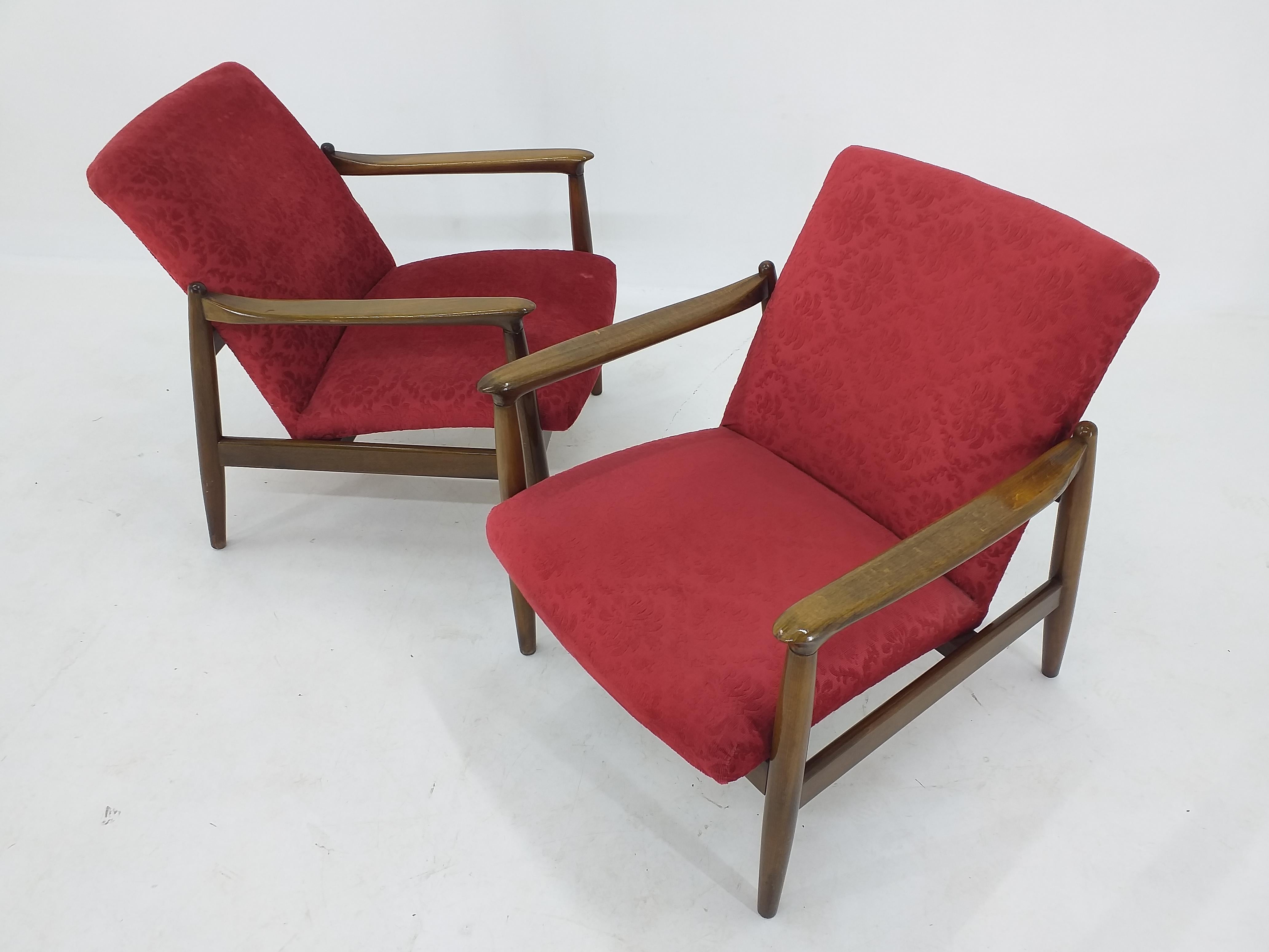 Polish Pair of Midcentury Armchairs, Edmund Homa, 1960s For Sale
