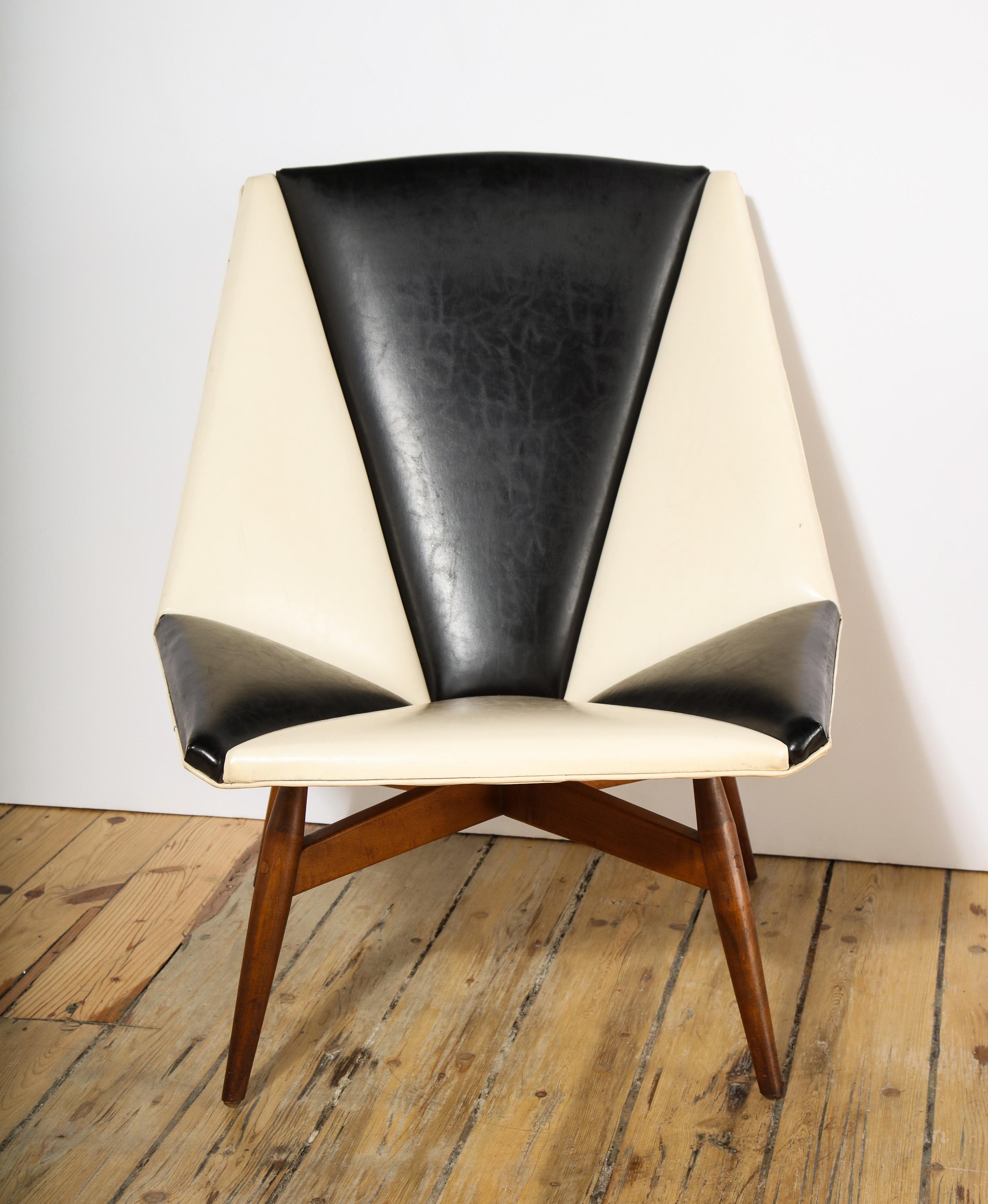 Faux Leather Pair of Midcentury Armchairs For Sale