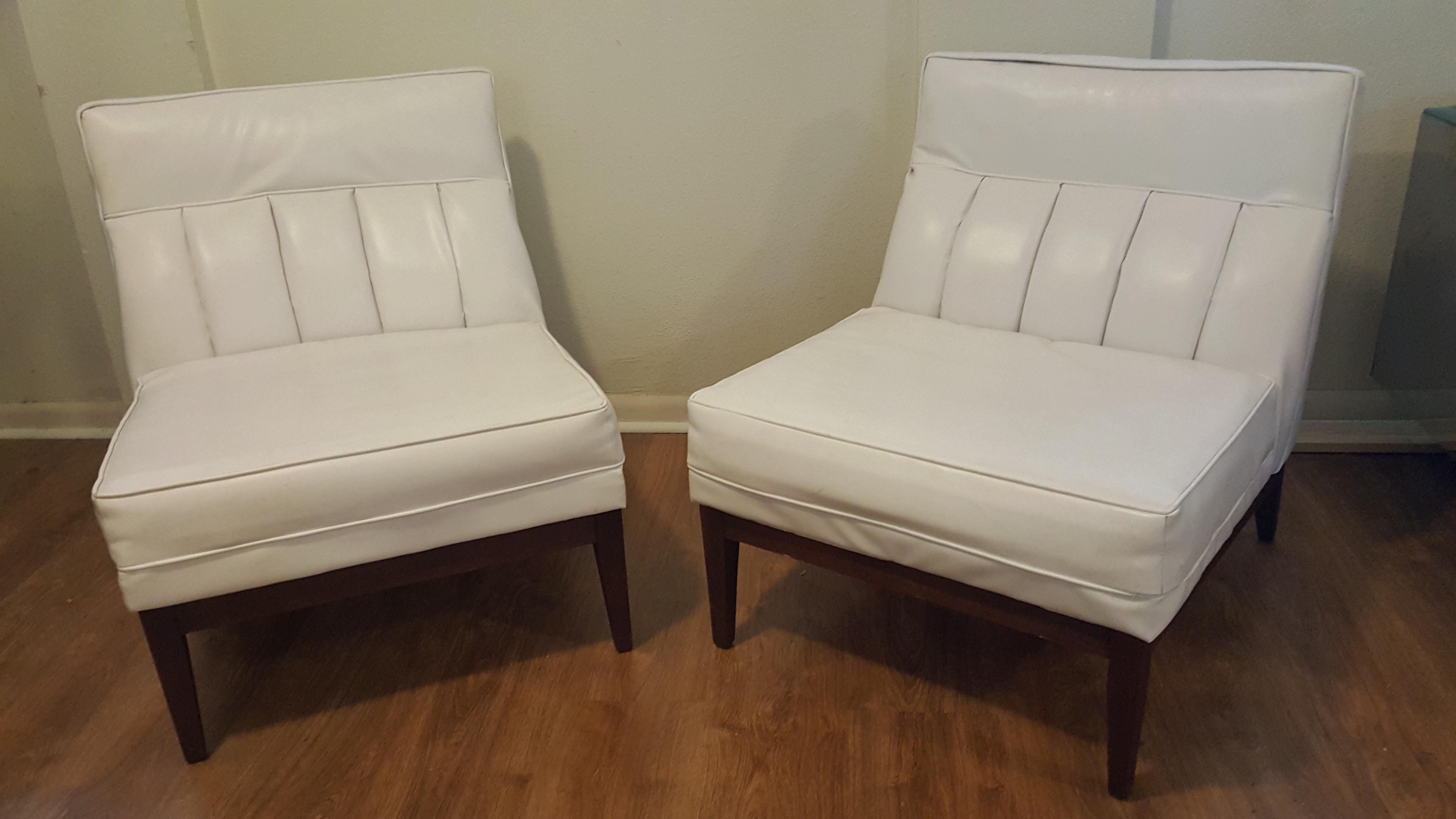 Mid-Century Modern Pair of Midcentury Armless Slipper Chairs For Sale