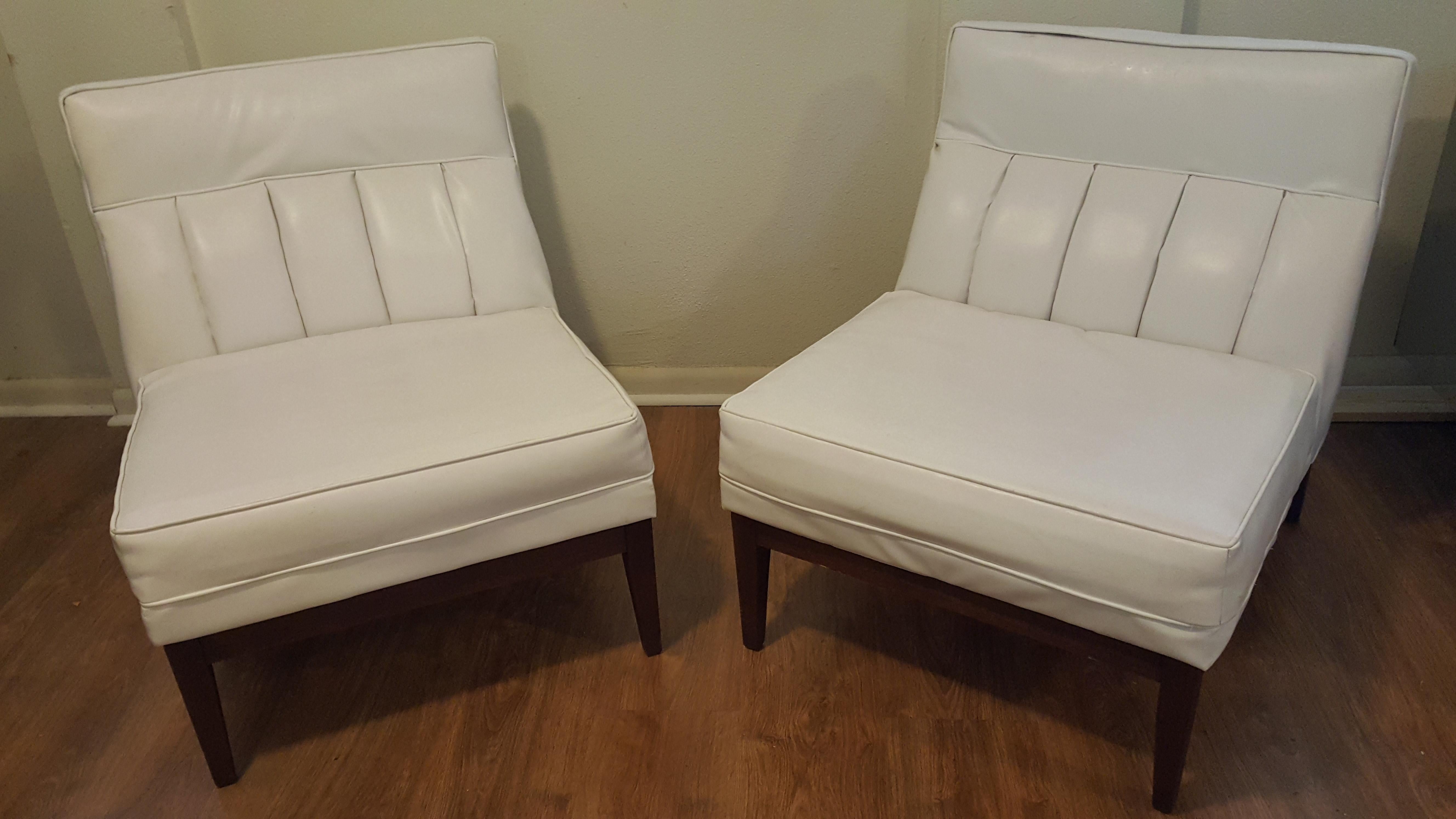 20th Century Pair of Midcentury Armless Slipper Chairs For Sale