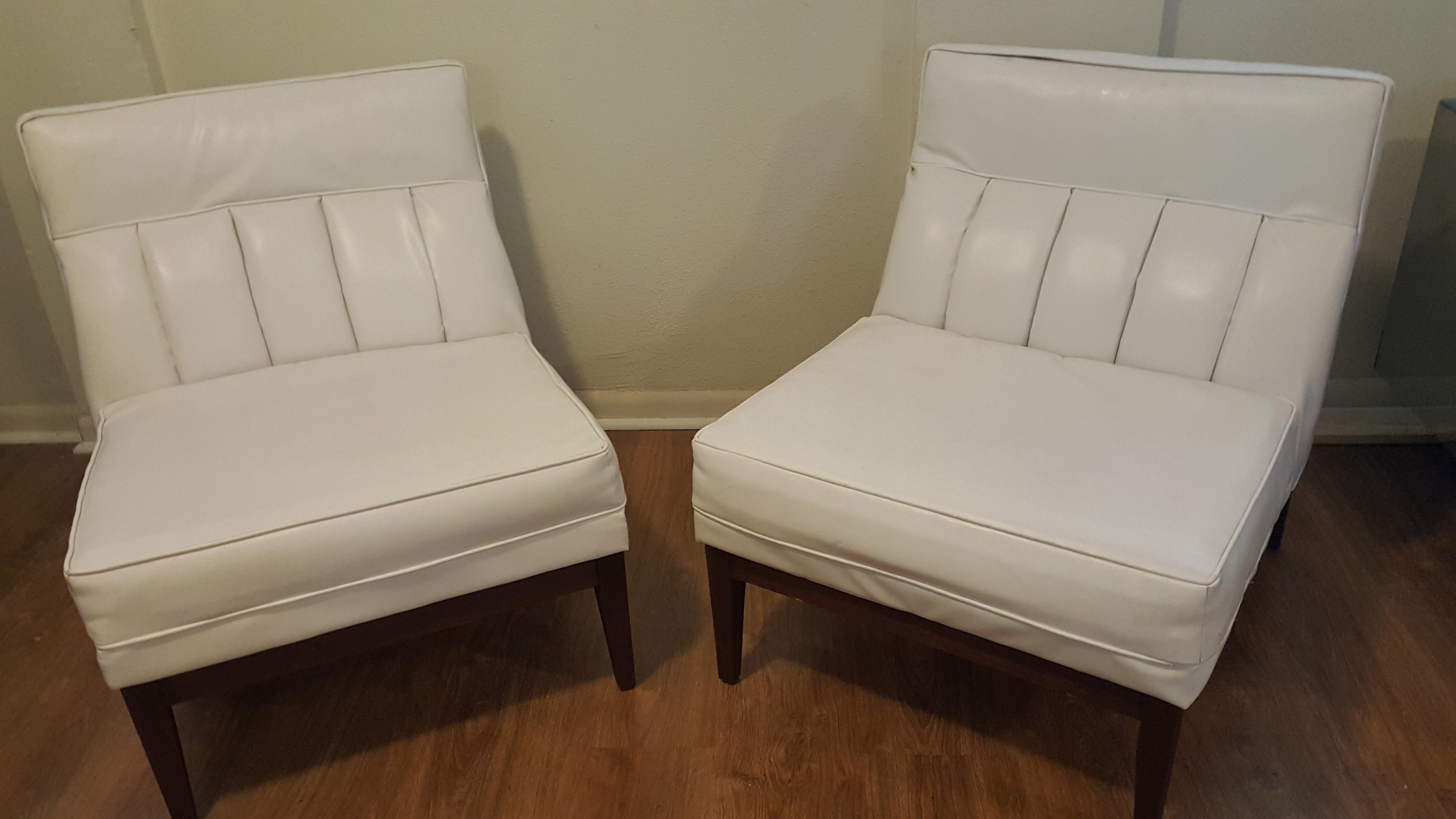 Pair of Midcentury Armless Slipper Chairs For Sale 1