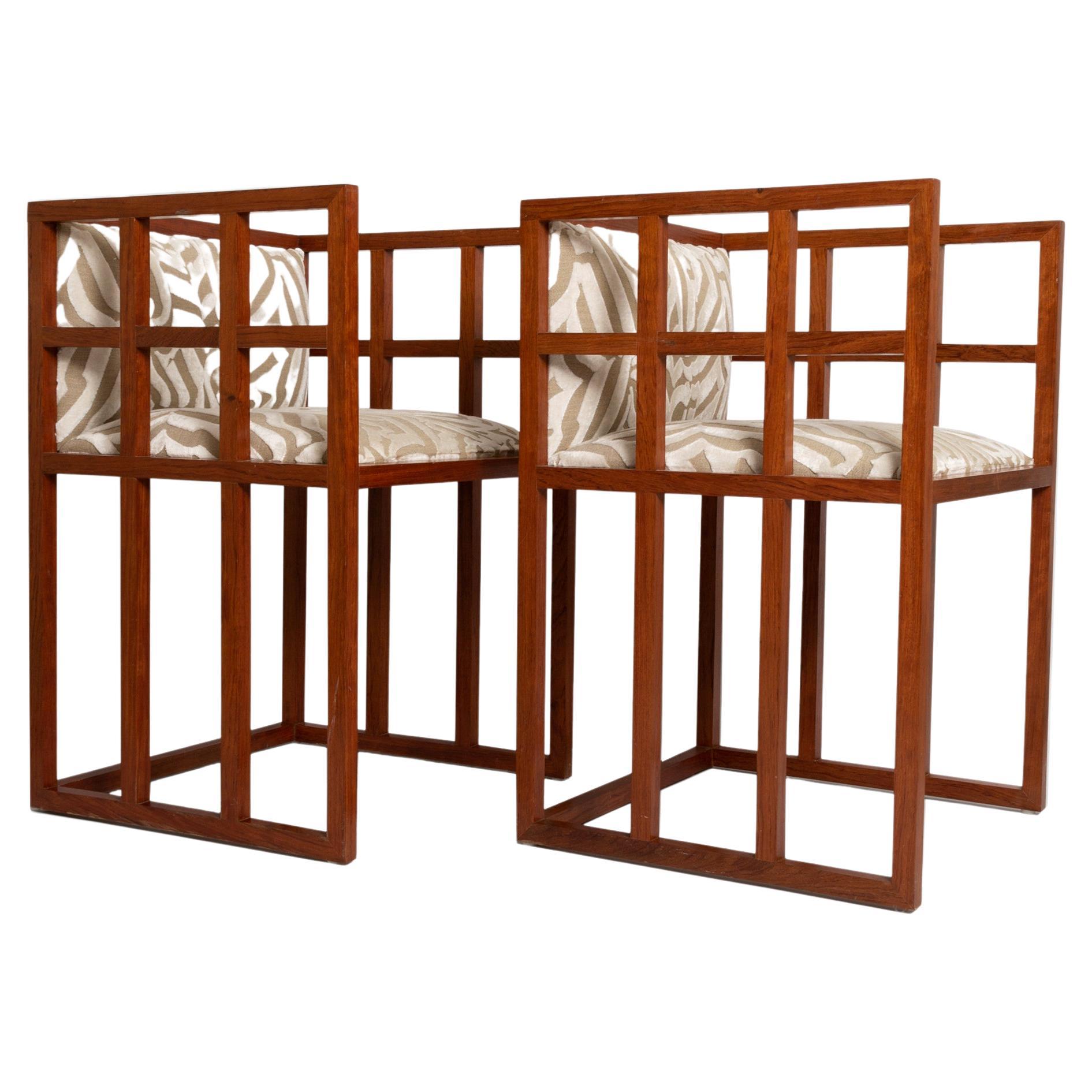 Paire de chaises d'appoint Art Déco mi-siècle en forme de tonneau, France, vers 1950 en vente